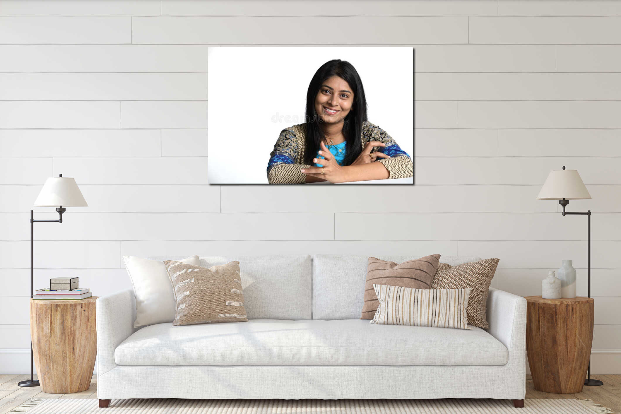 Canvas hanging interior mockup