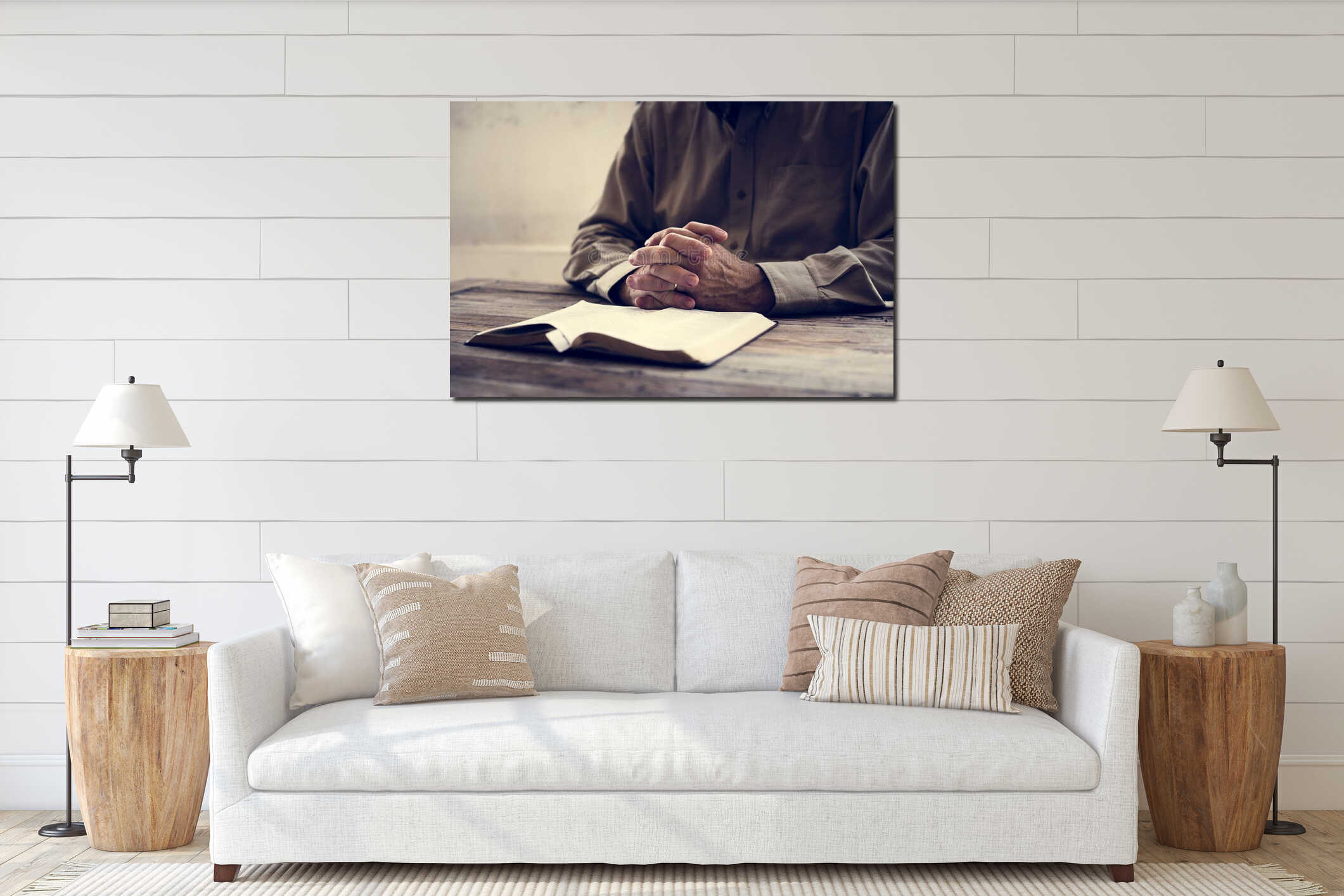 Canvas hanging interior mockup