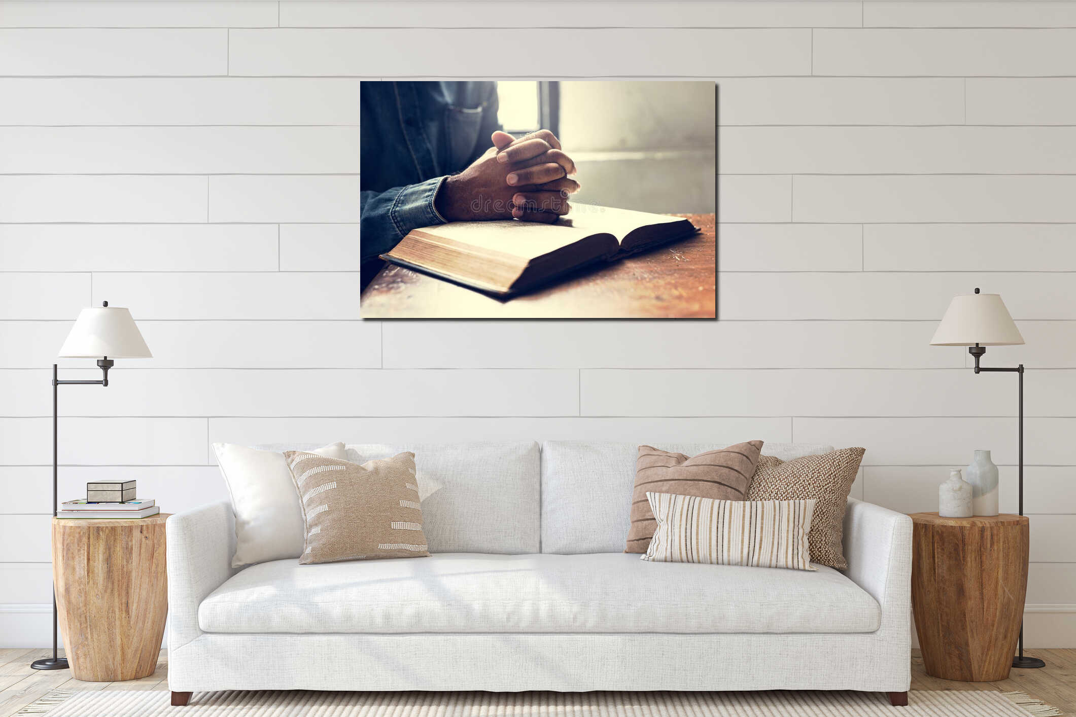 Canvas hanging interior mockup