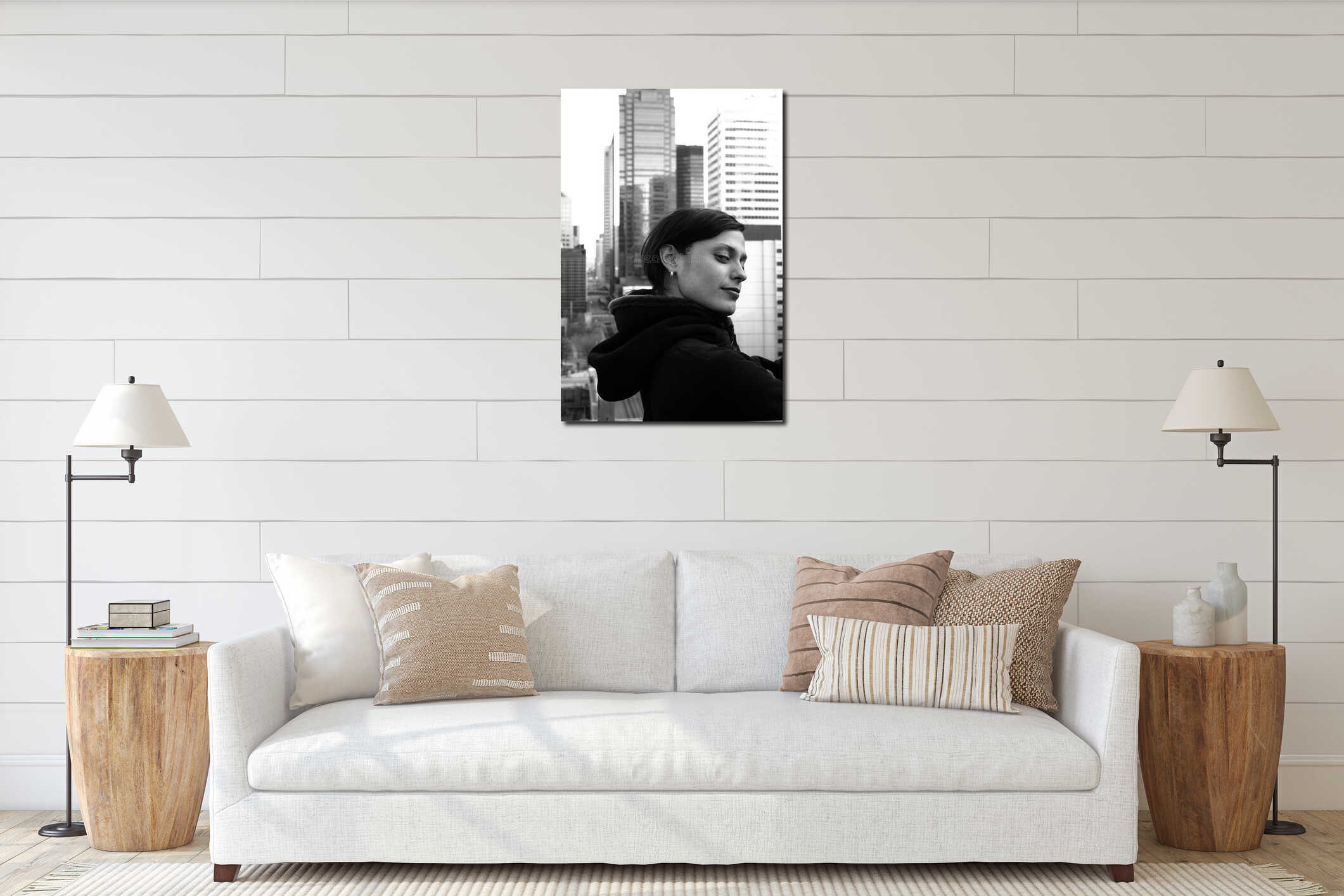 Canvas hanging interior mockup