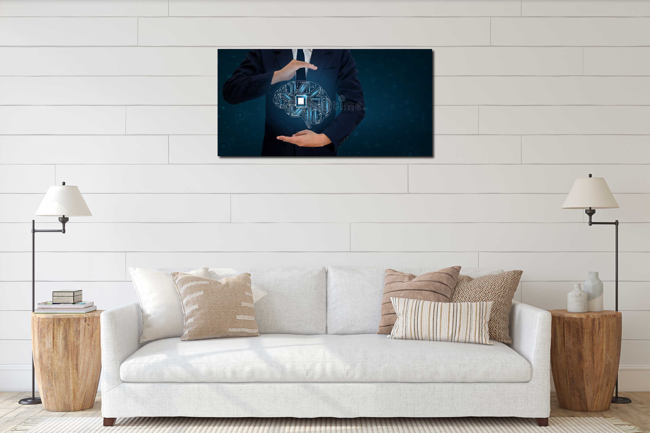 Canvas hanging interior mockup