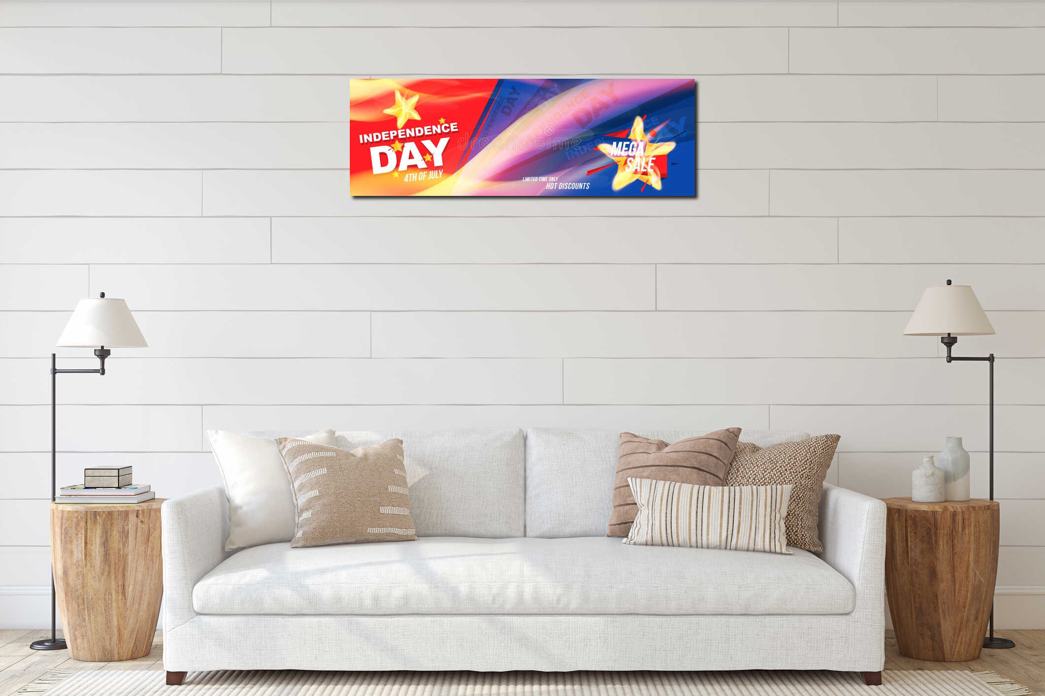 Canvas hanging interior mockup