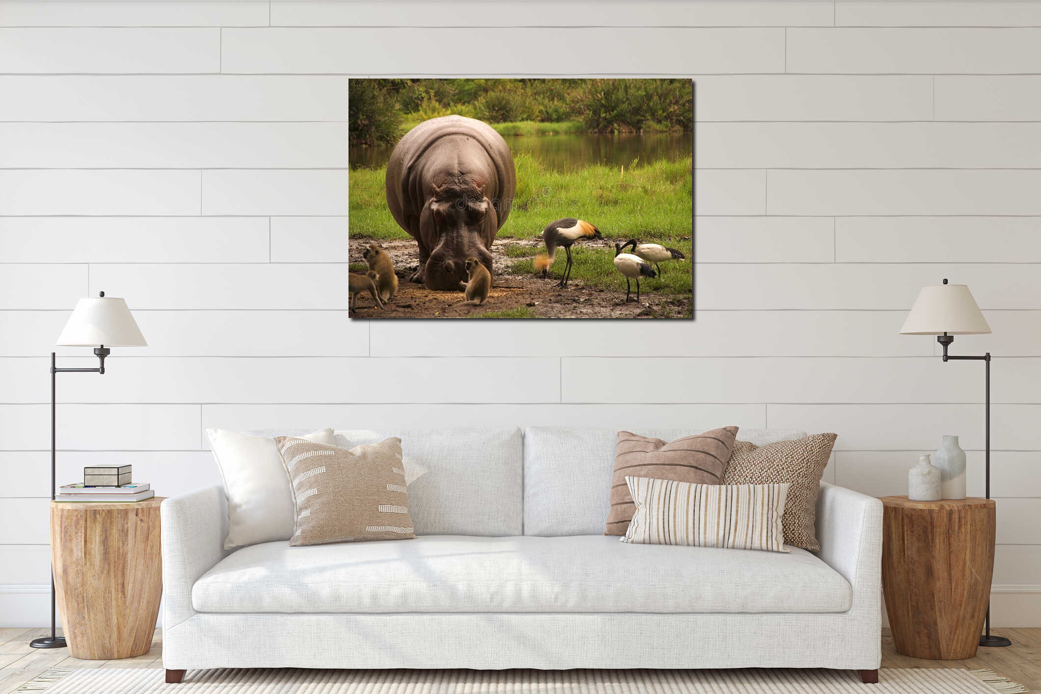 Canvas hanging interior mockup