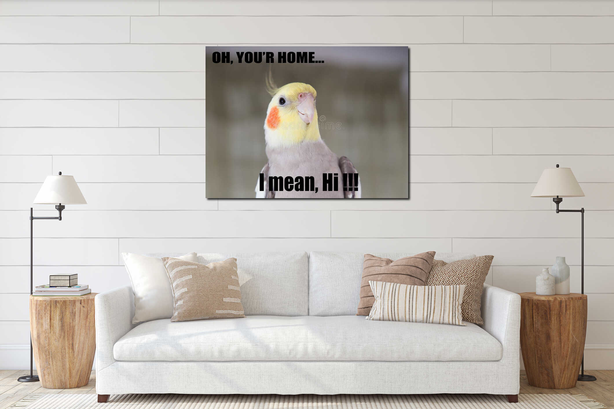 Canvas hanging interior mockup