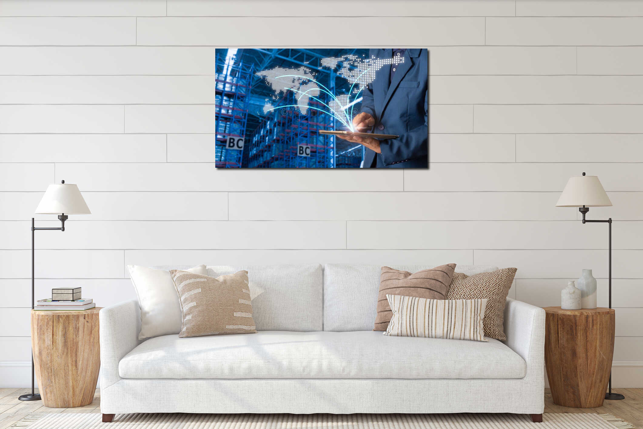 Canvas hanging interior mockup
