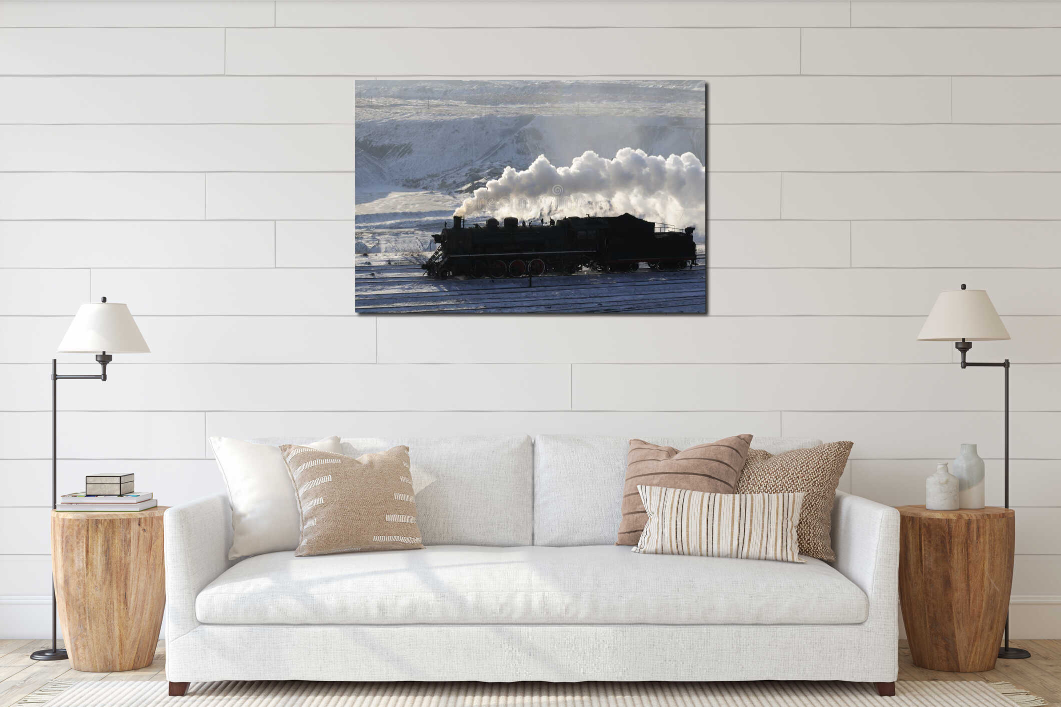 Canvas hanging interior mockup