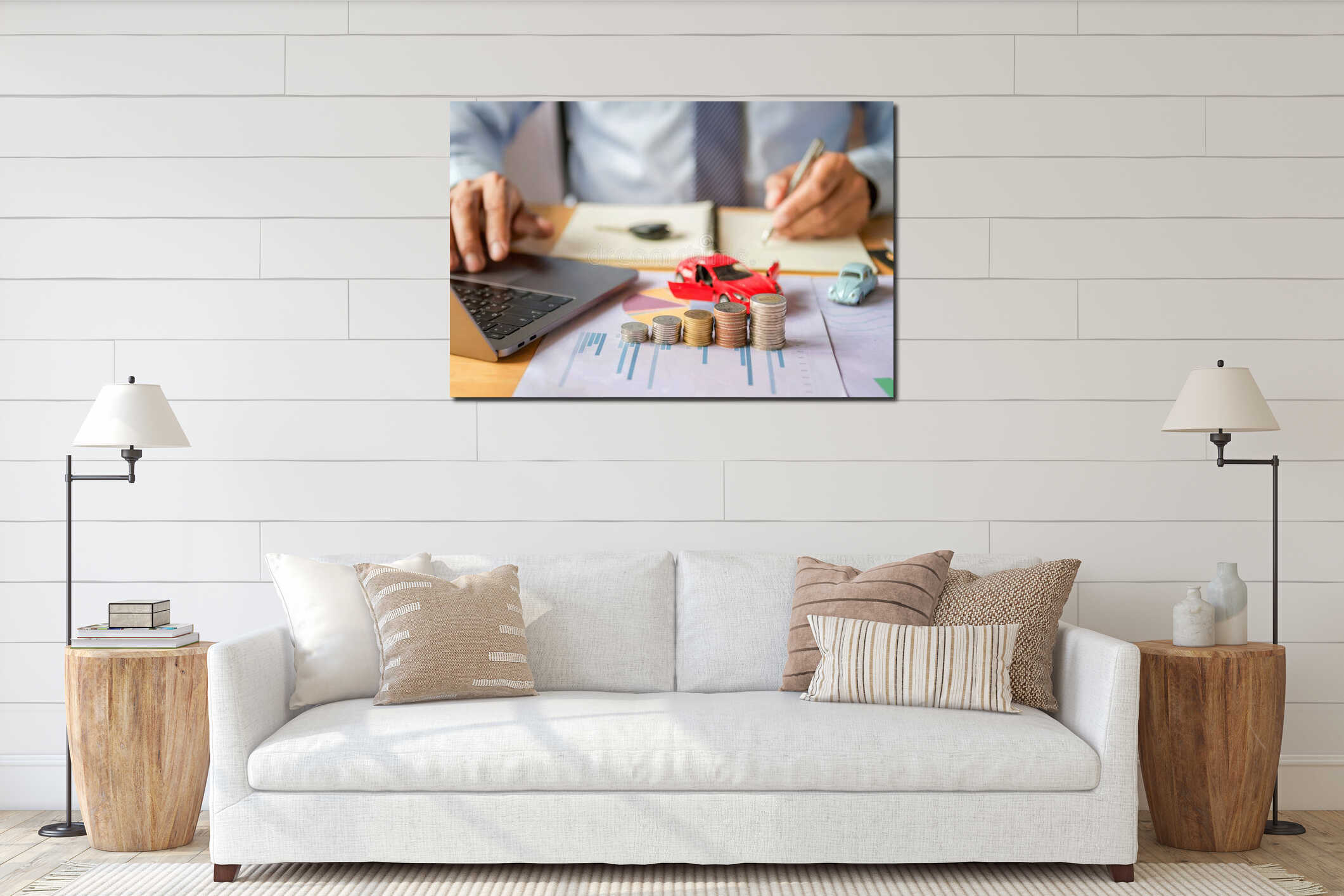 Canvas hanging interior mockup