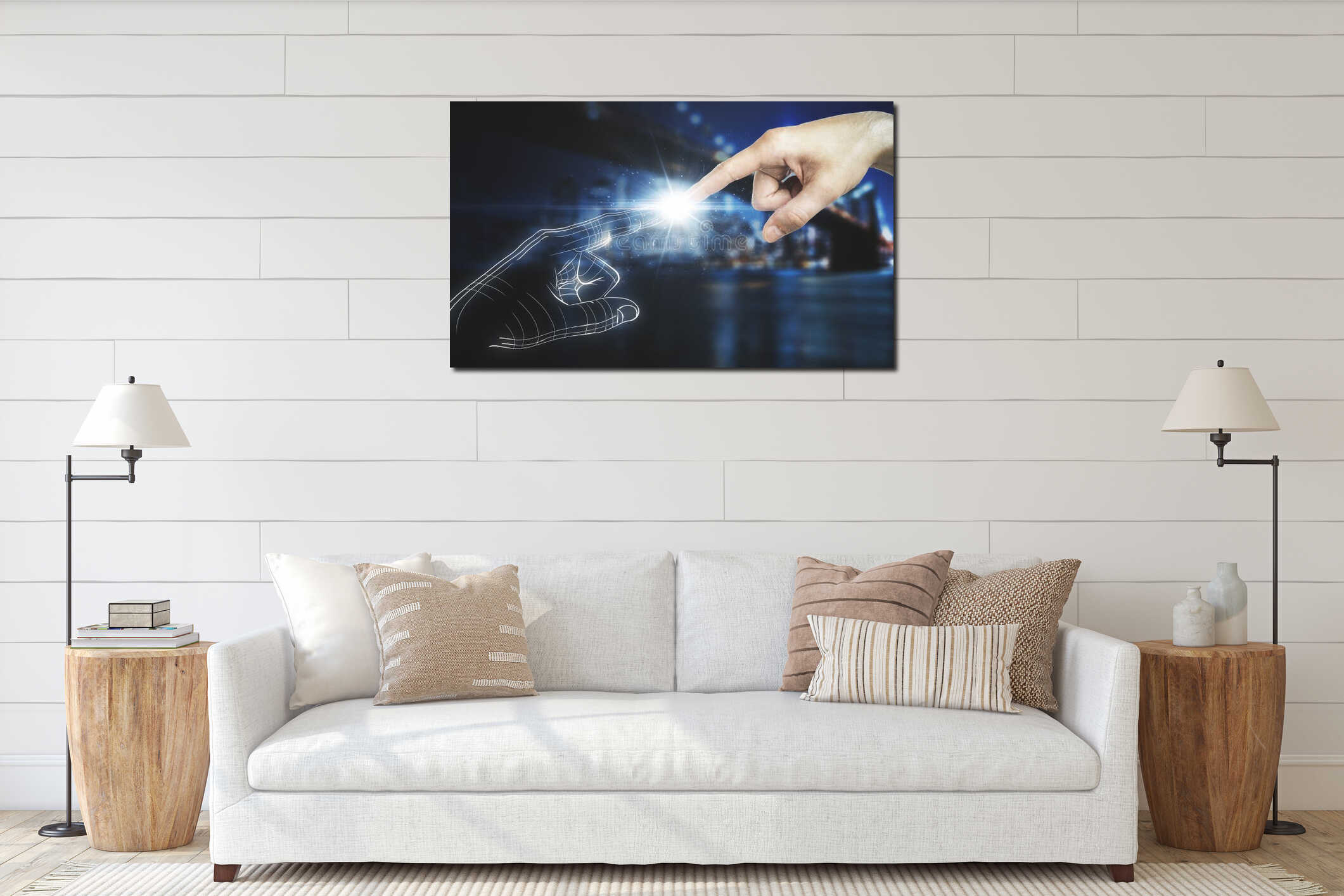 Canvas hanging interior mockup