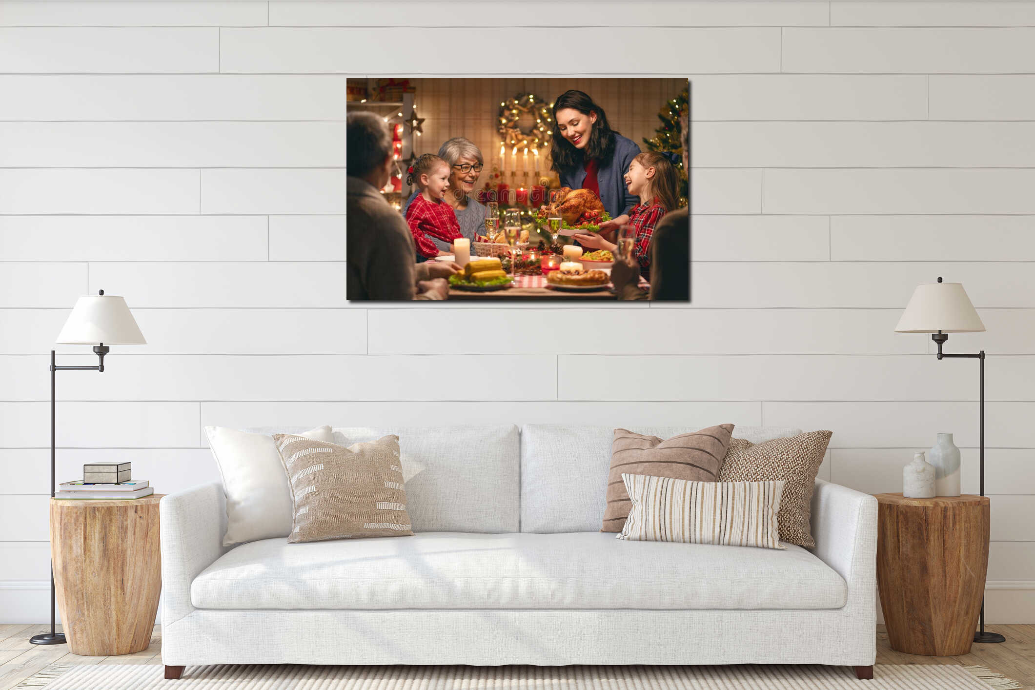 Canvas hanging interior mockup