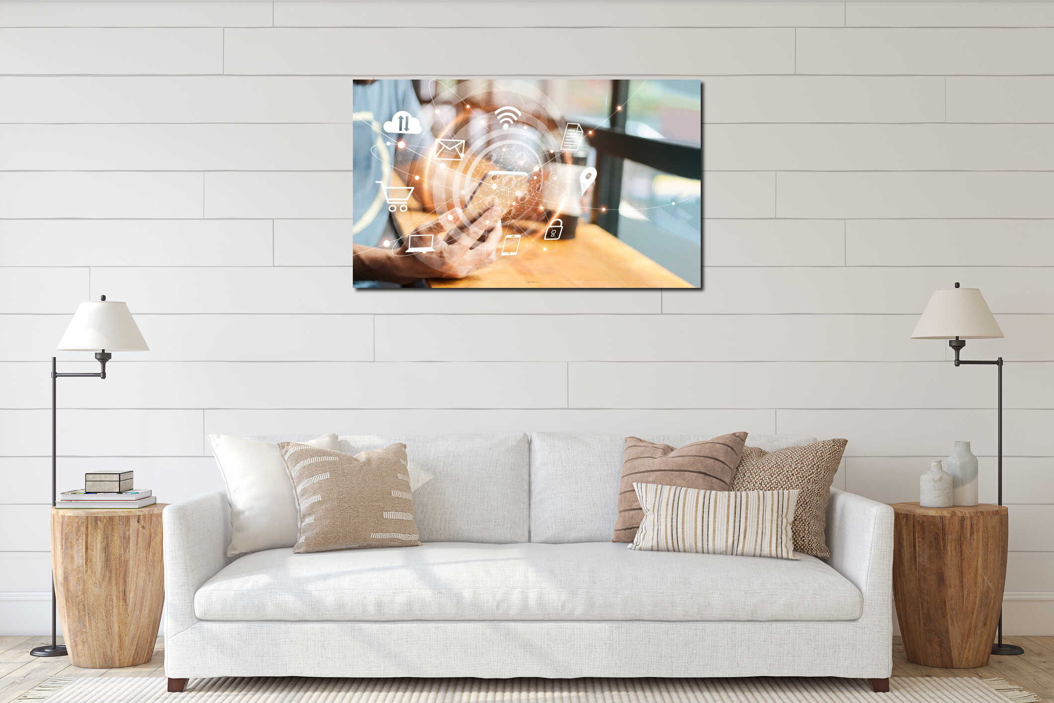 Canvas hanging interior mockup