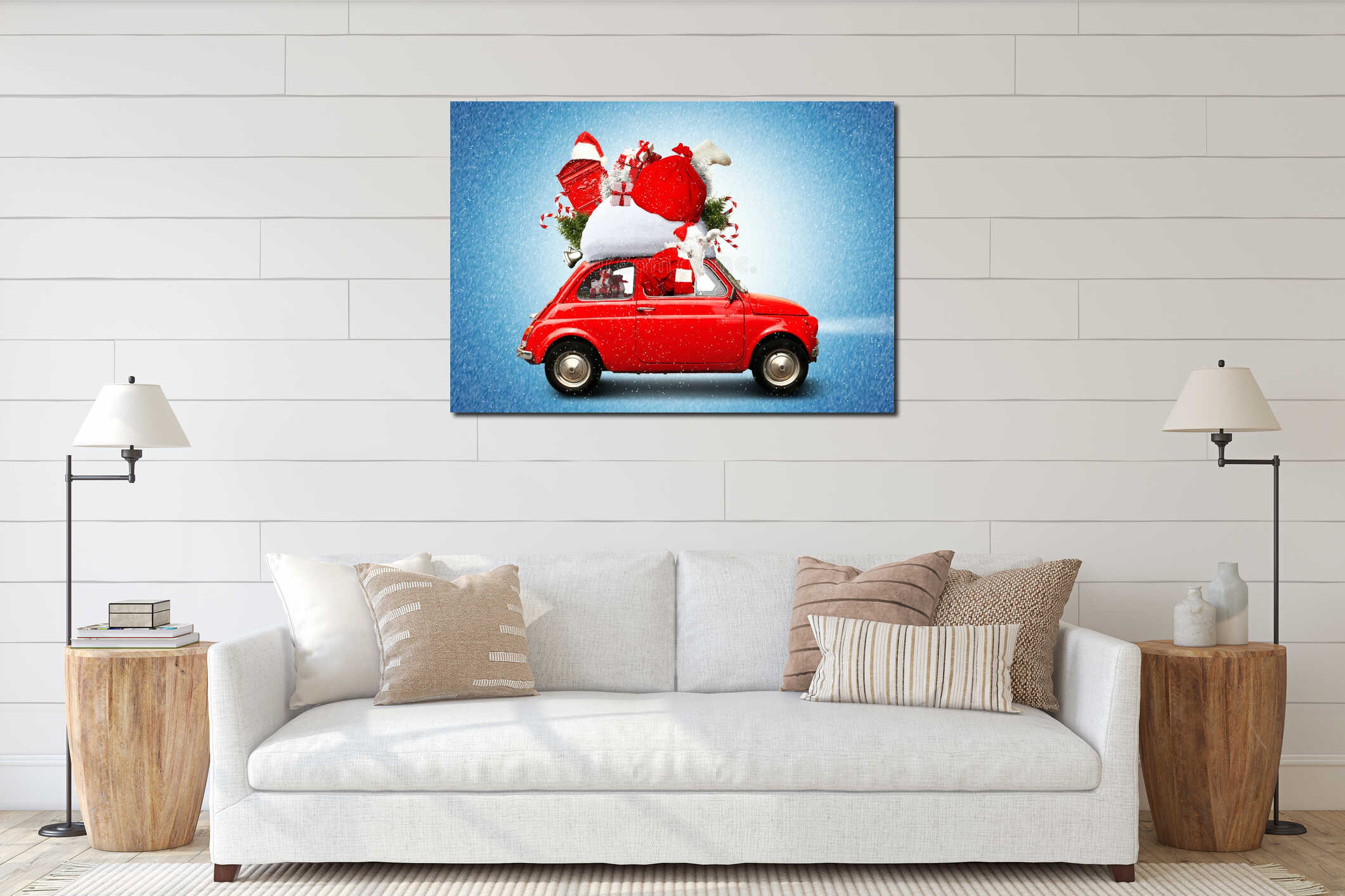 Canvas hanging interior mockup