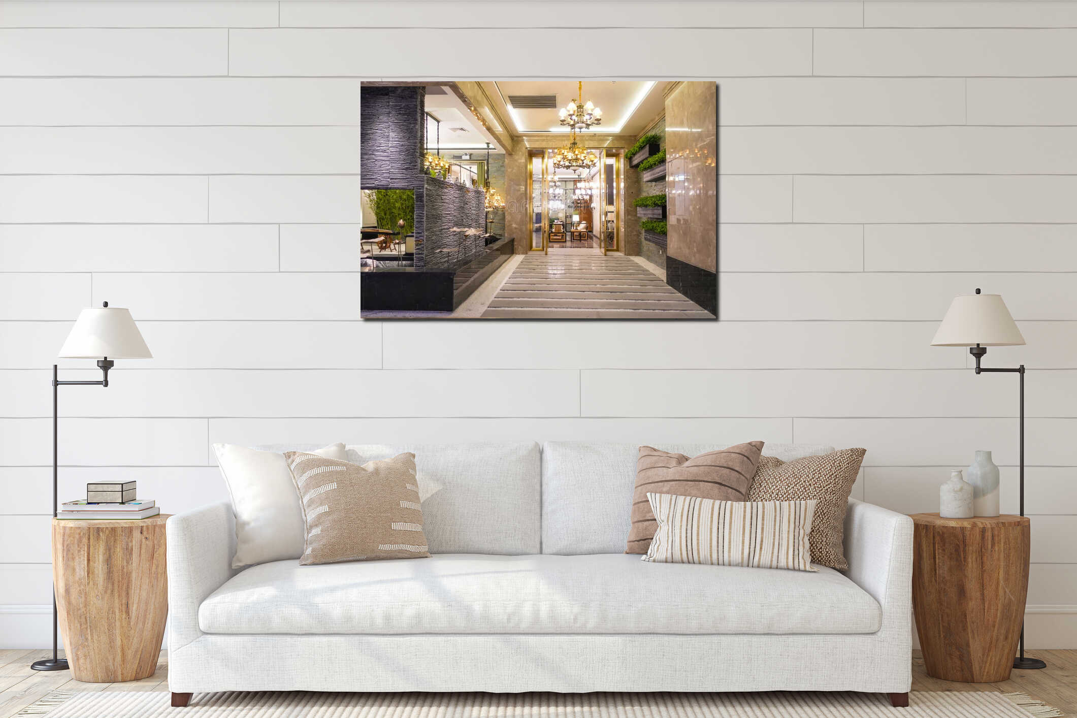 Canvas hanging interior mockup