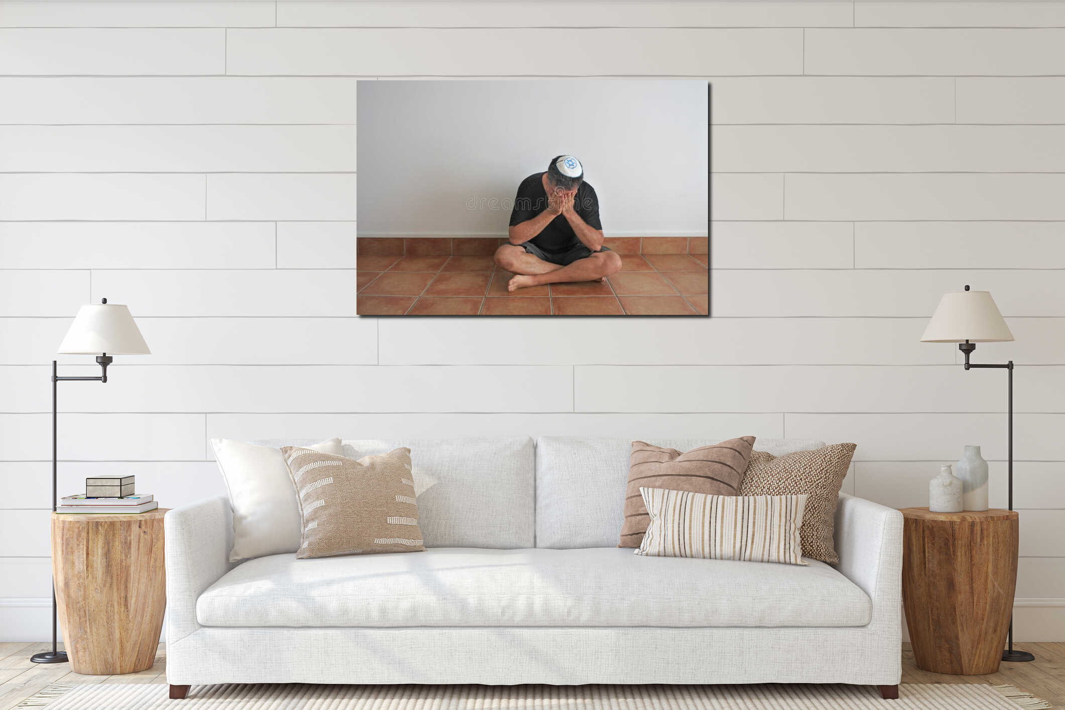 Canvas hanging interior mockup