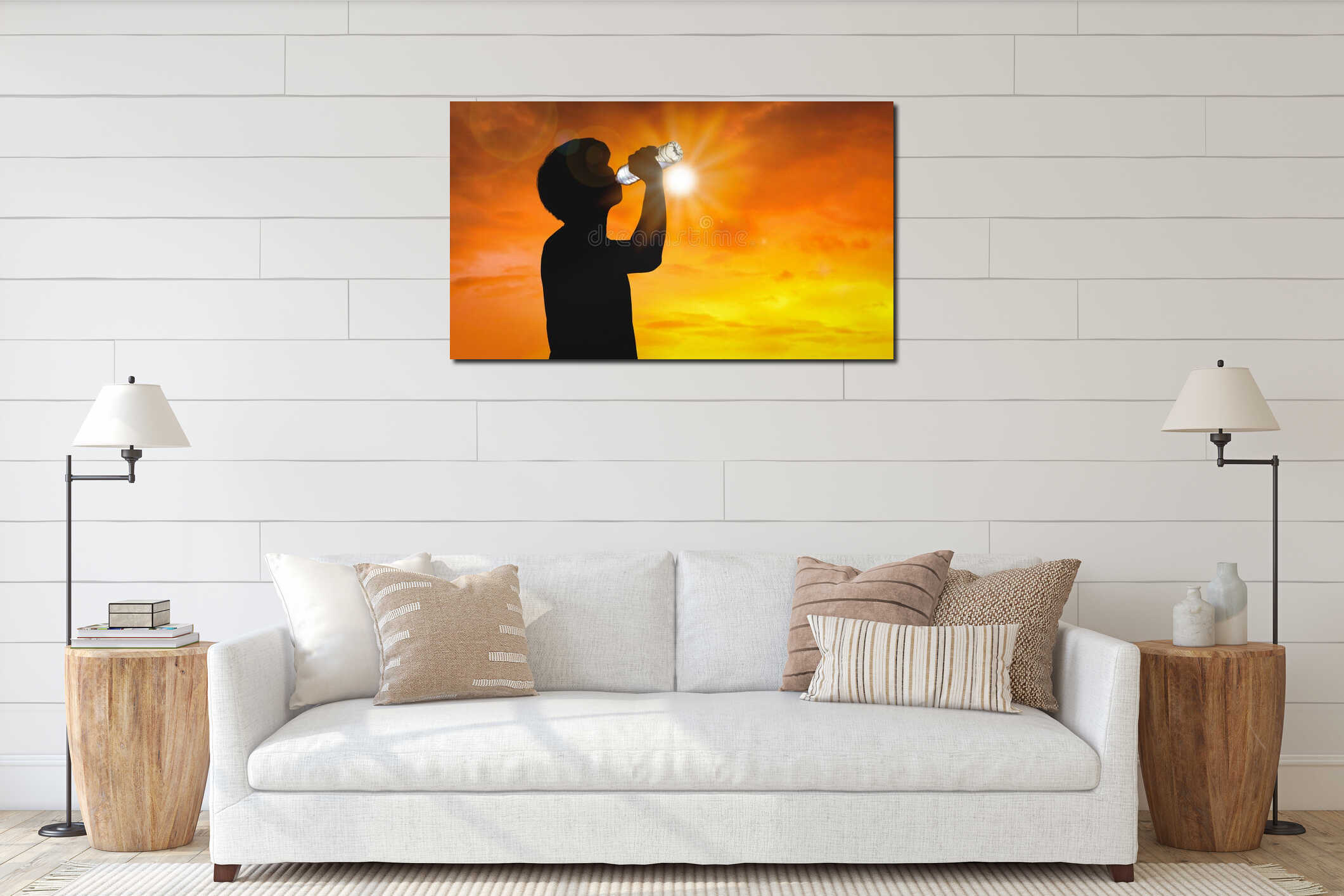 Canvas hanging interior mockup