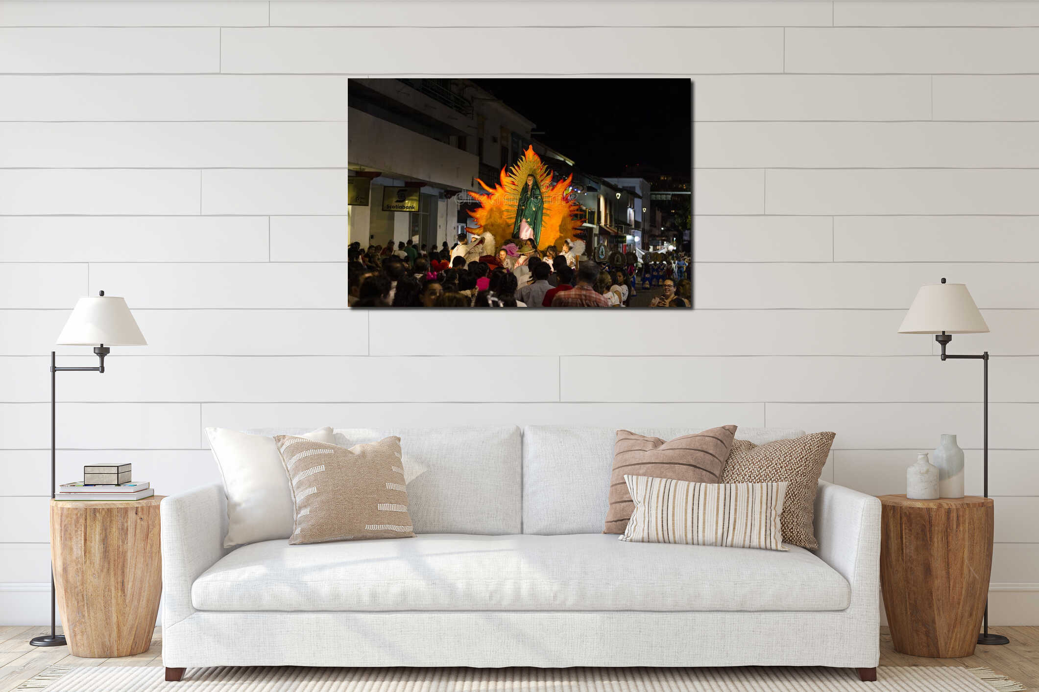 Canvas hanging interior mockup