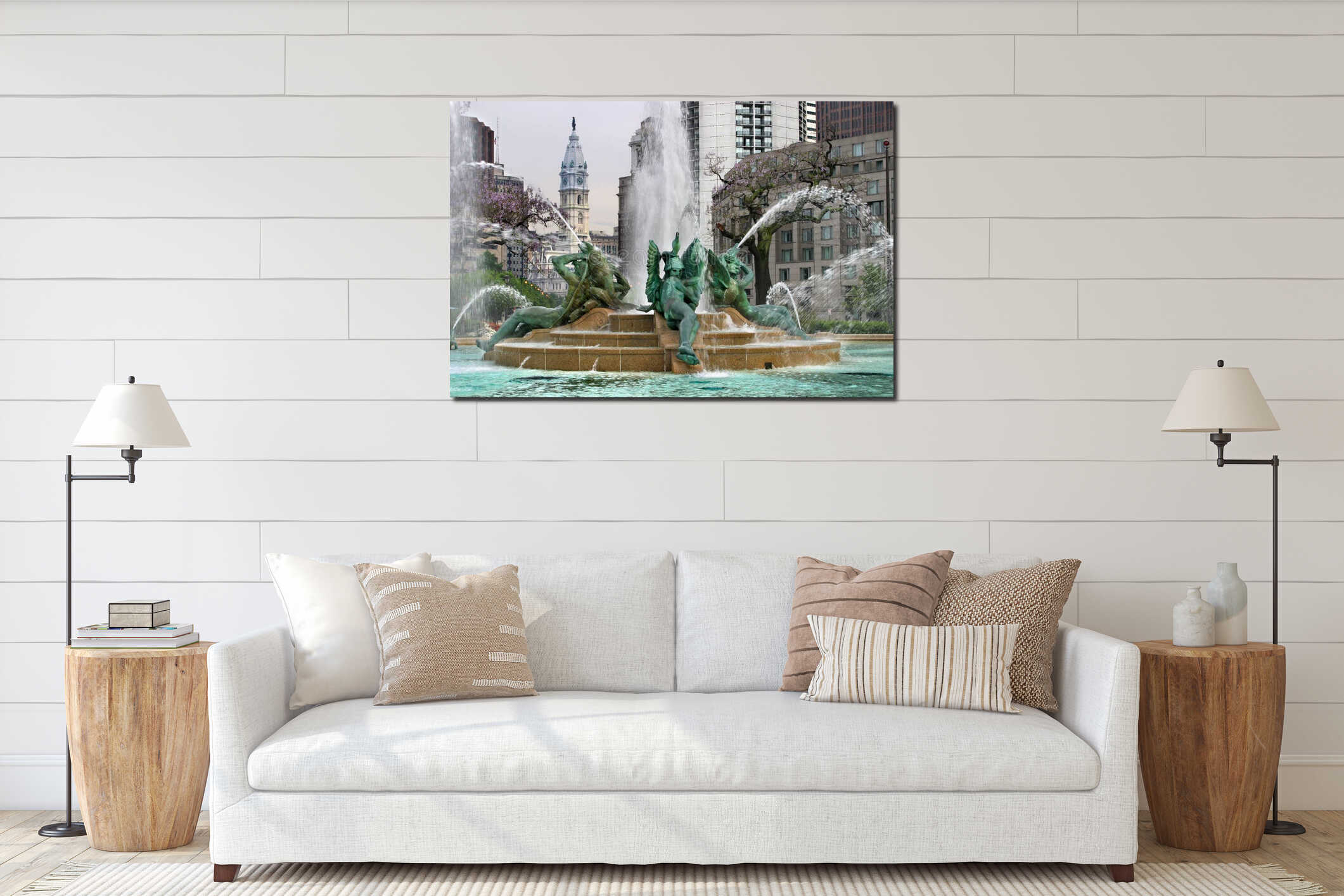 Canvas hanging interior mockup