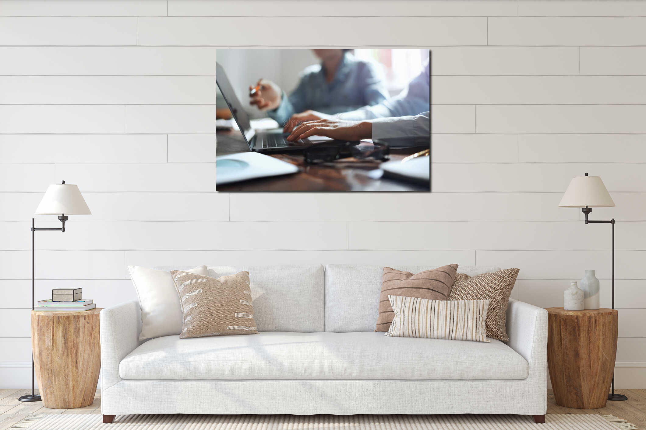 Canvas hanging interior mockup