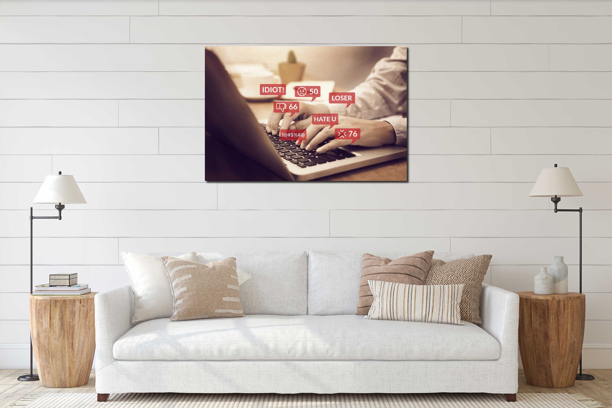 Canvas hanging interior mockup