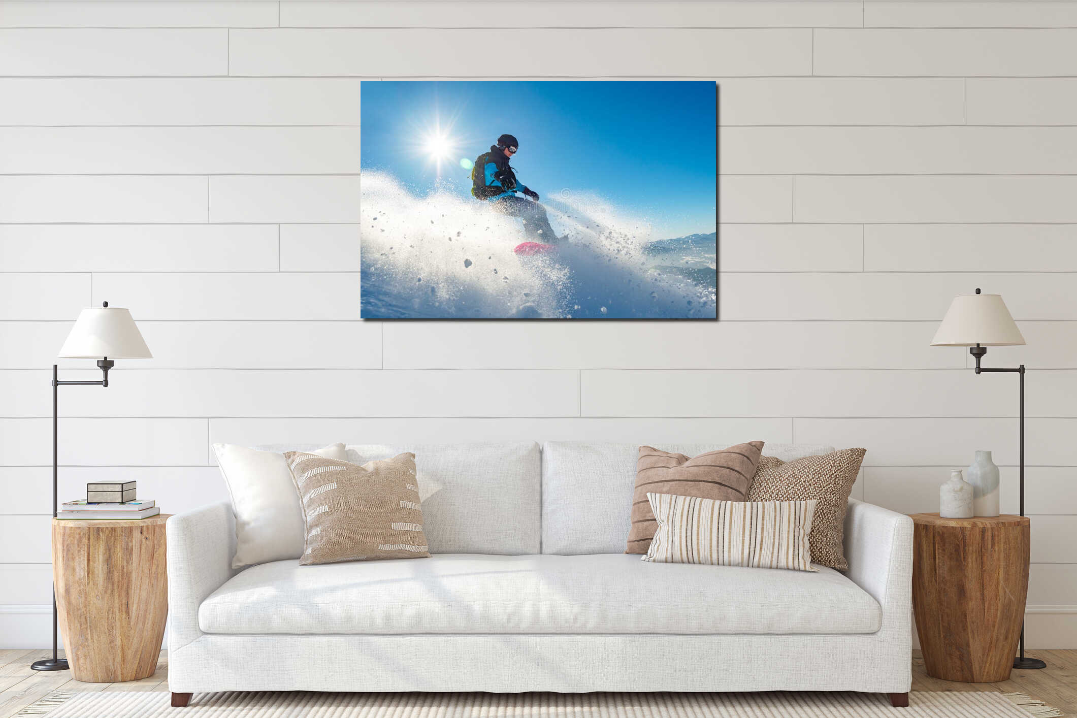 Canvas hanging interior mockup