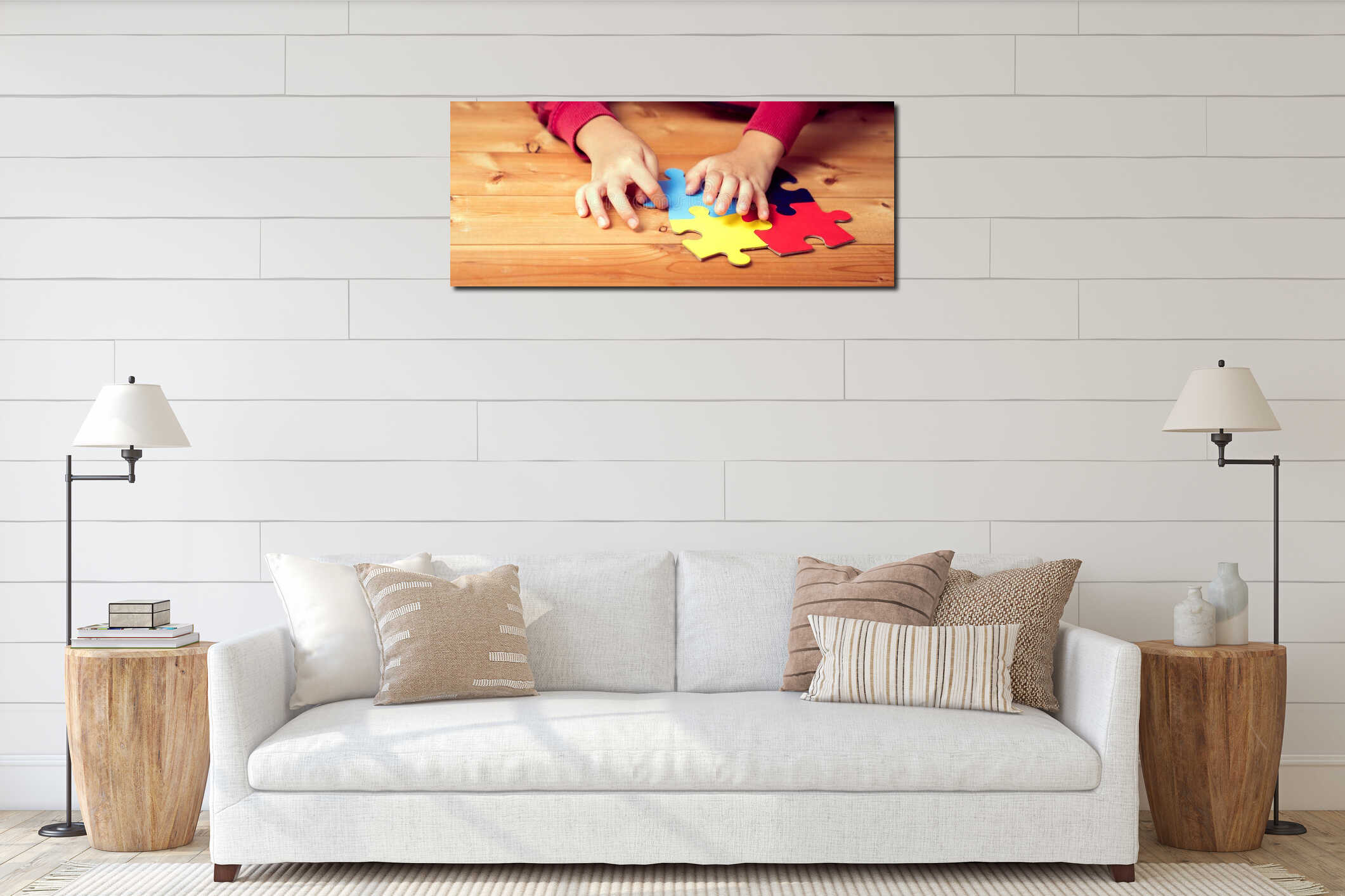 Canvas hanging interior mockup