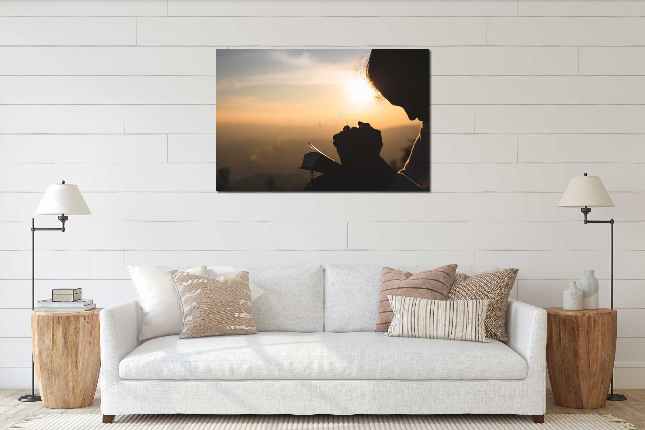 Canvas hanging interior mockup