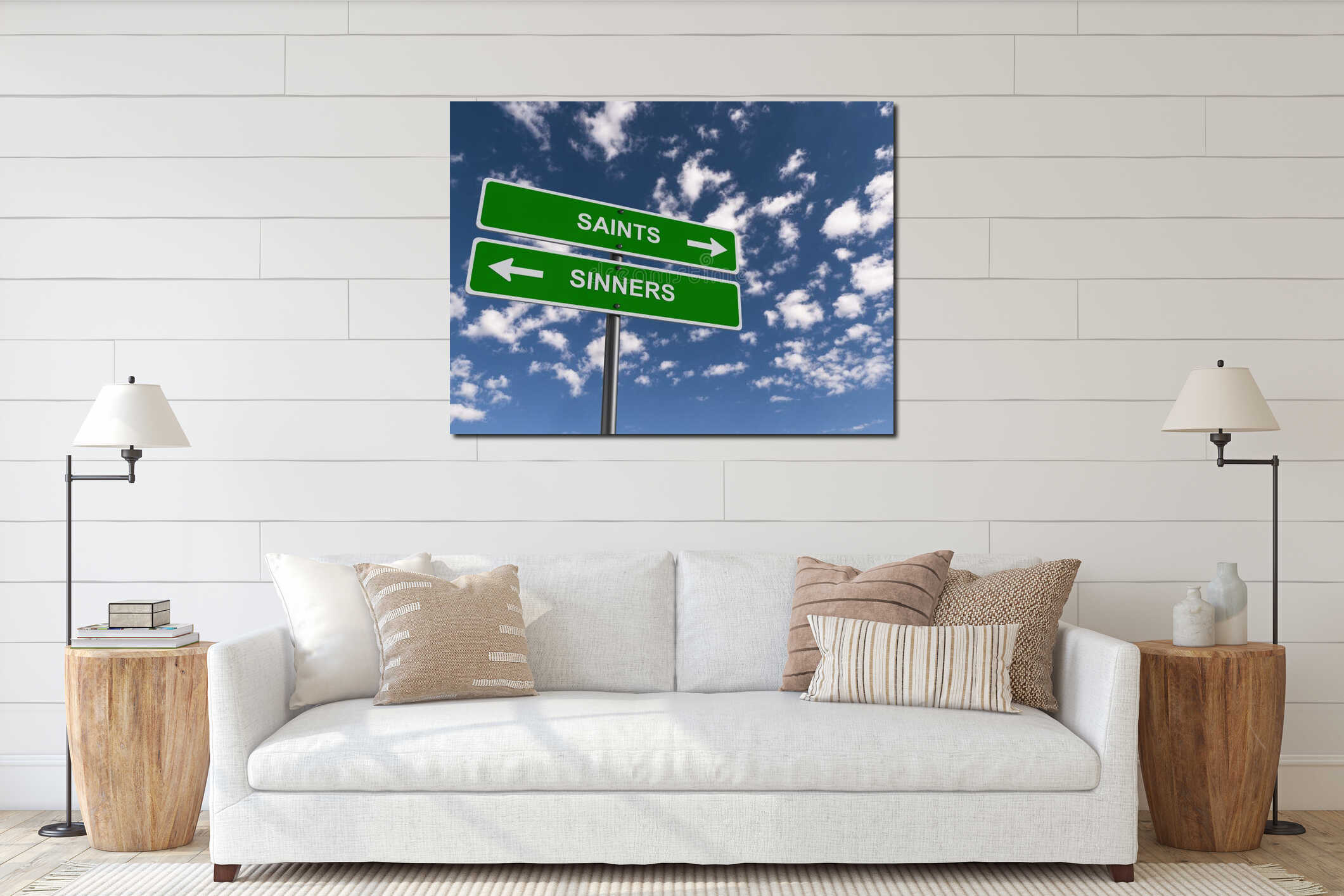 Canvas hanging interior mockup