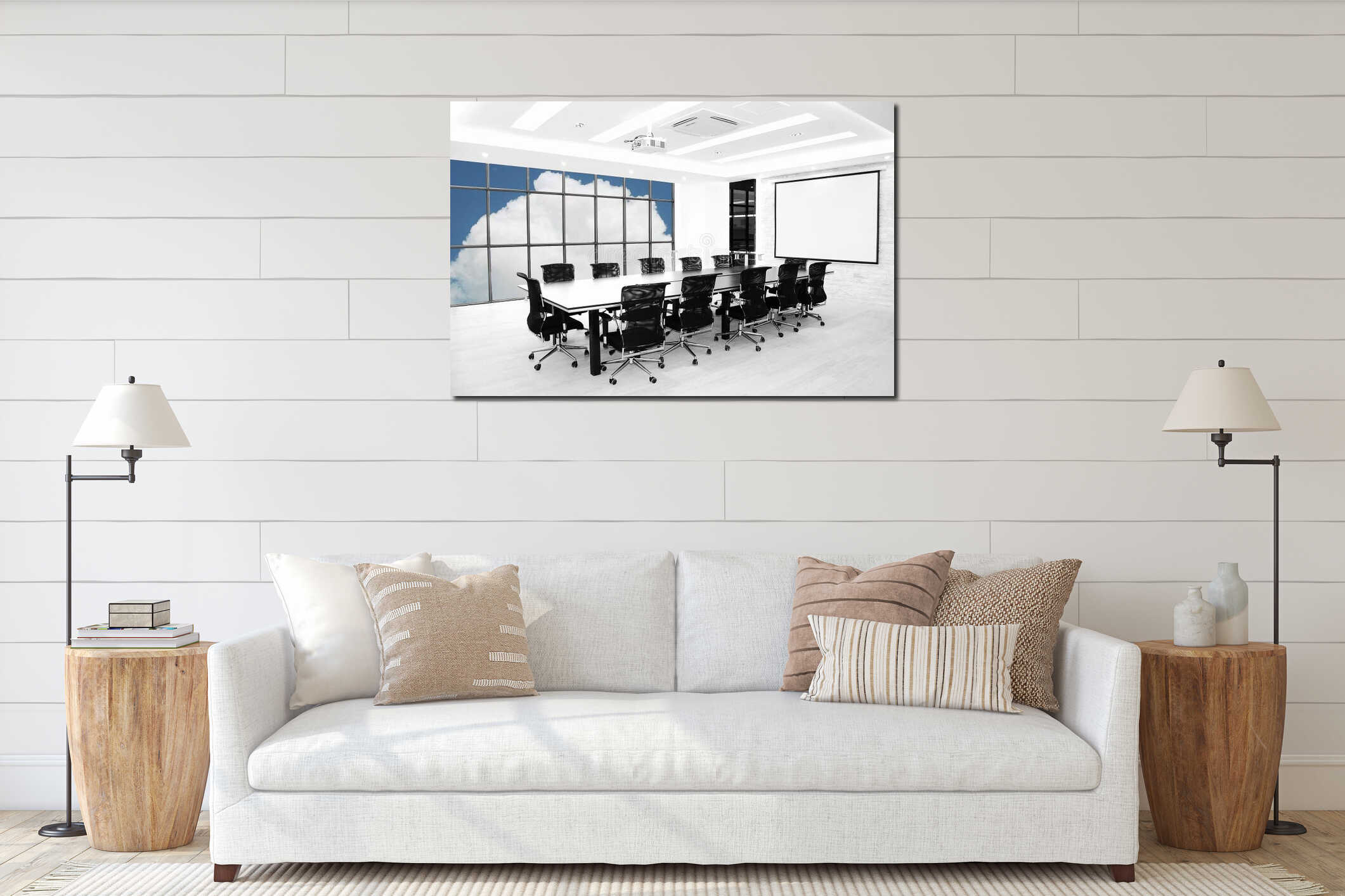 Canvas hanging interior mockup
