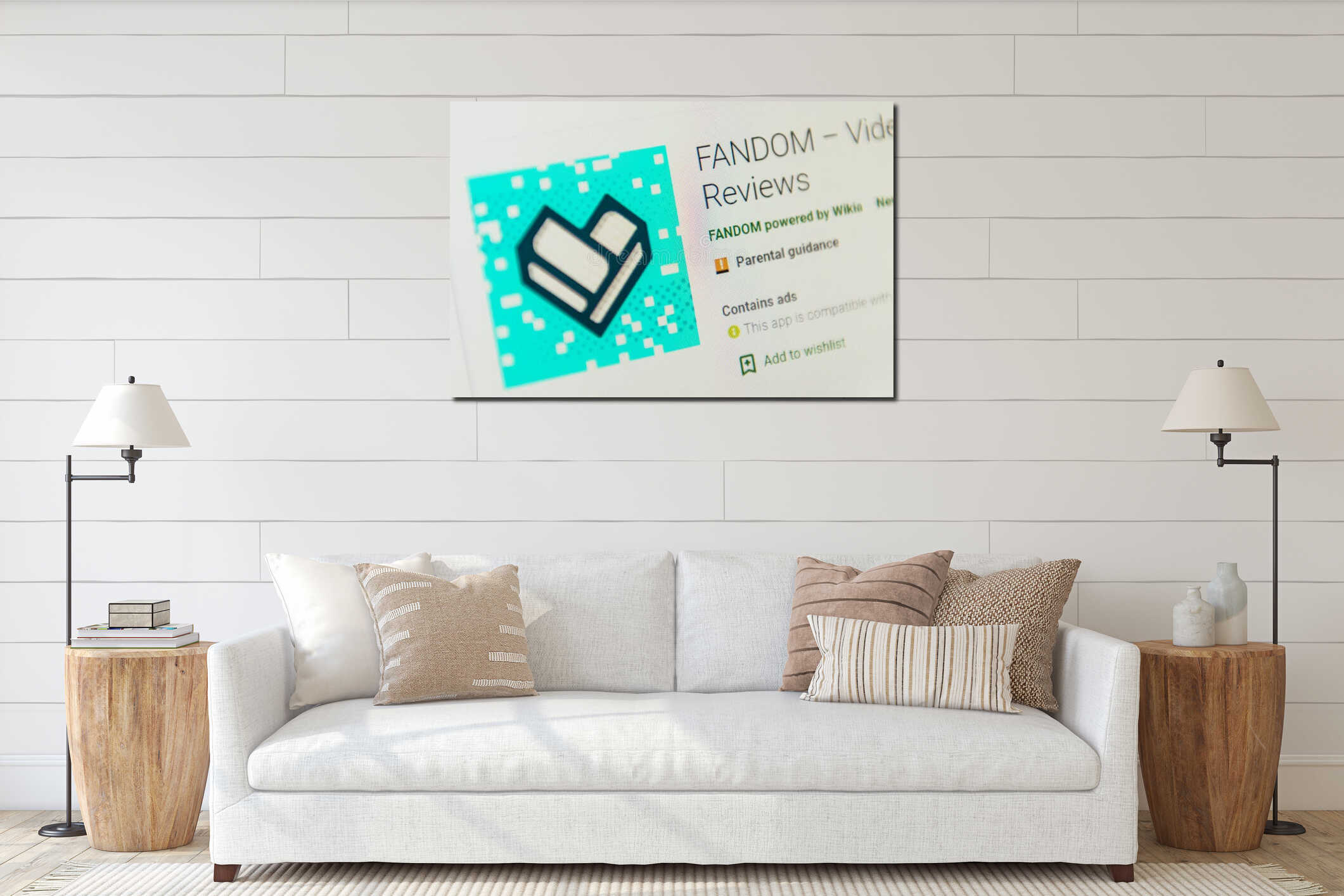 Canvas hanging interior mockup