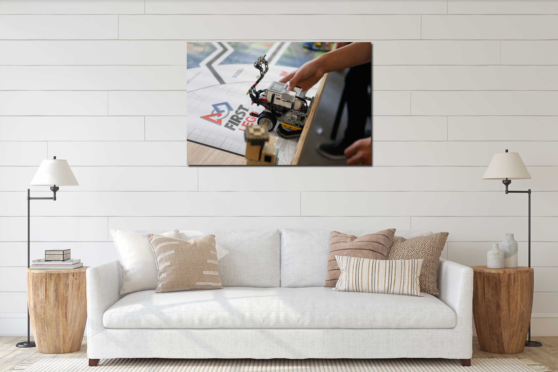 Canvas hanging interior mockup