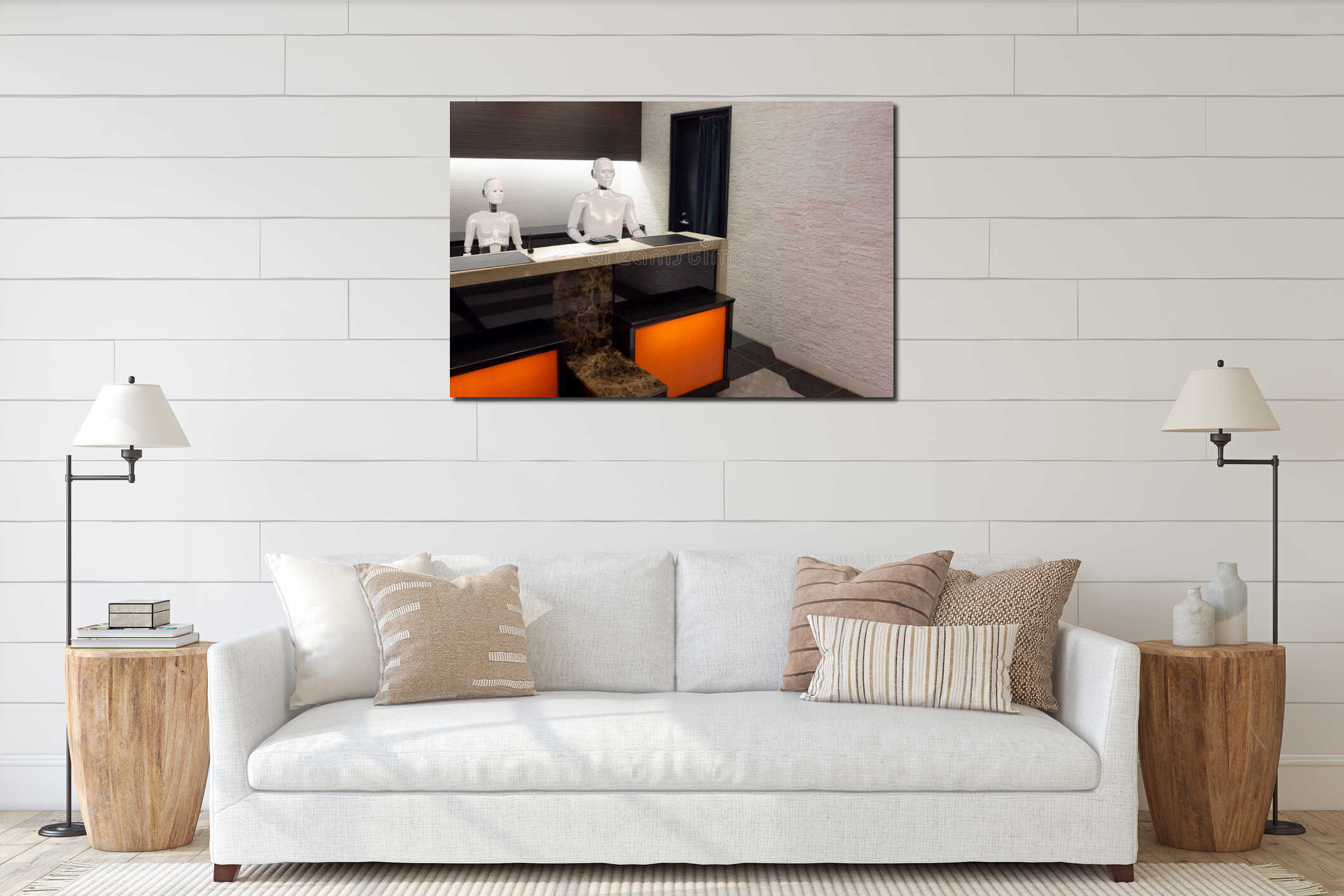 Canvas hanging interior mockup