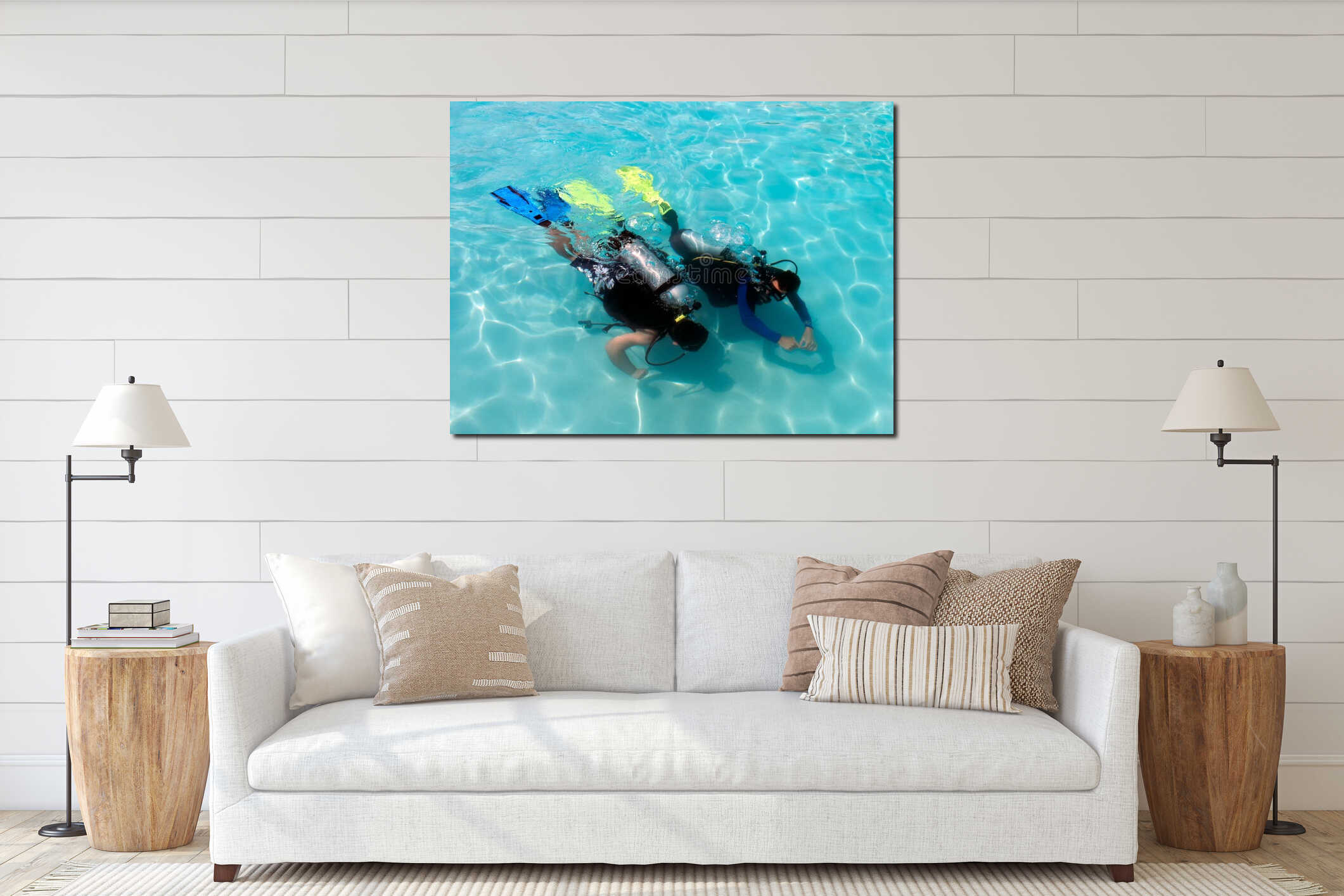 Canvas hanging interior mockup