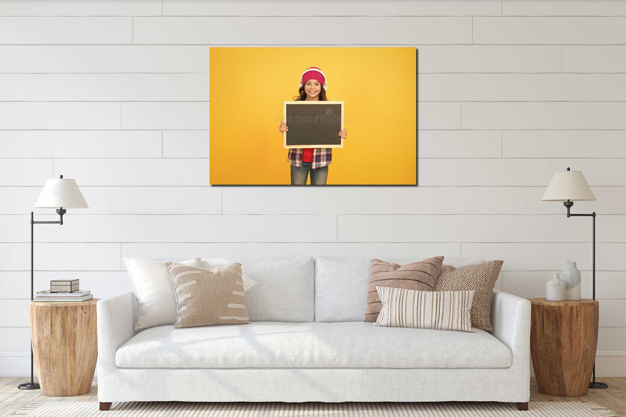Canvas hanging interior mockup