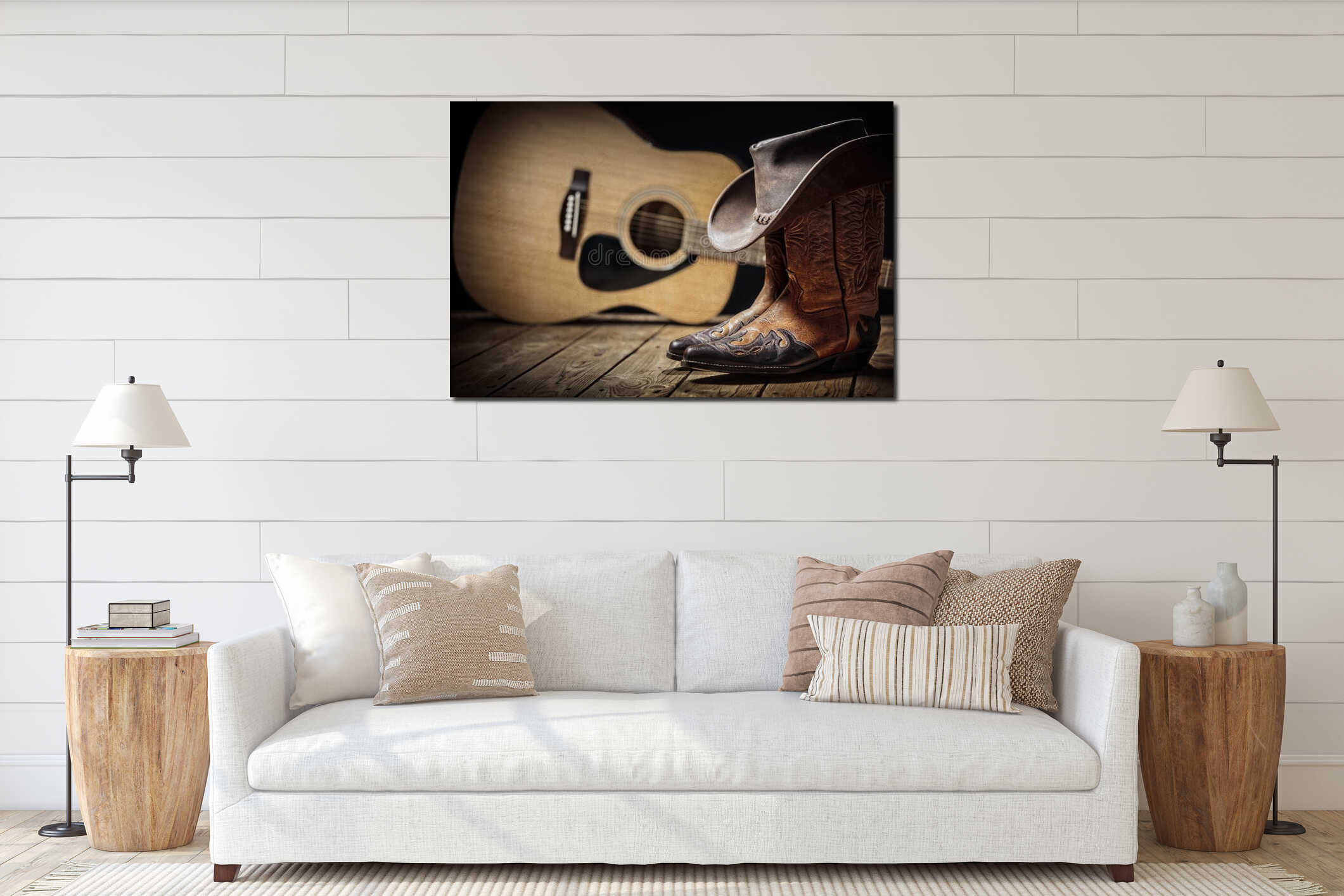 Canvas hanging interior mockup