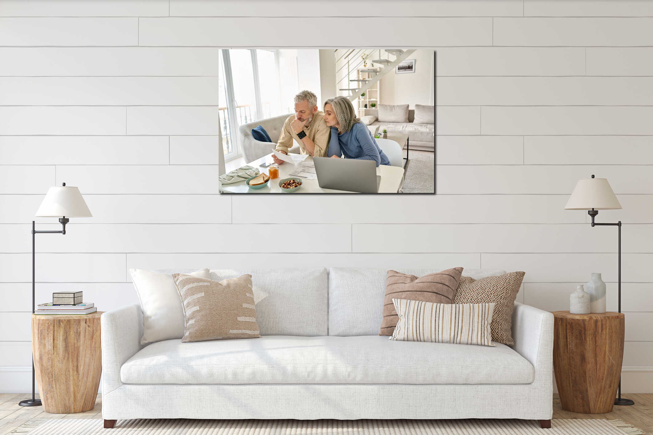 Canvas hanging interior mockup