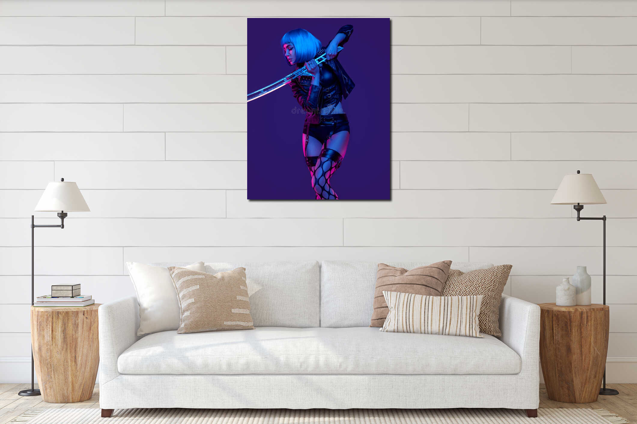 Canvas hanging interior mockup