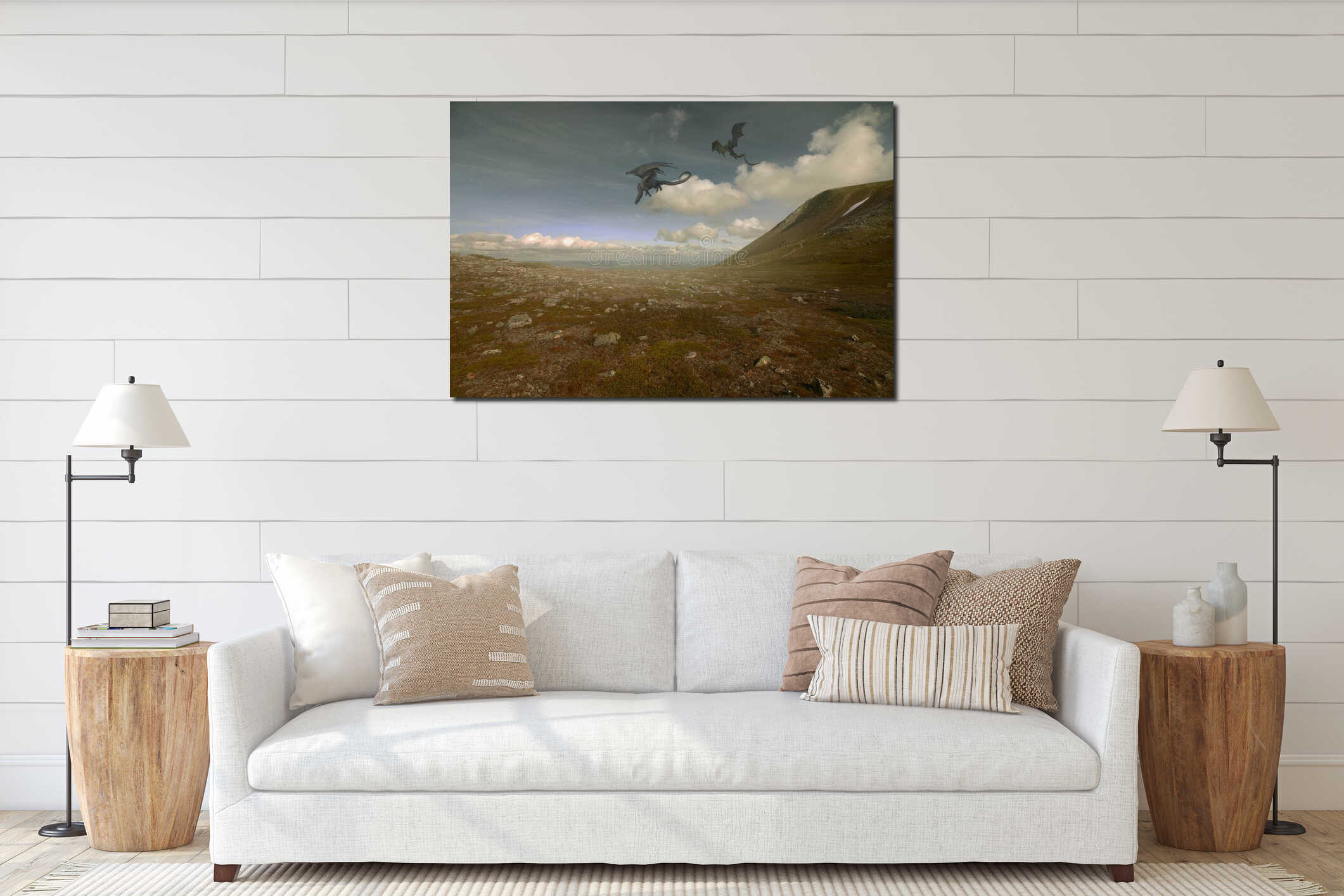 Canvas hanging interior mockup