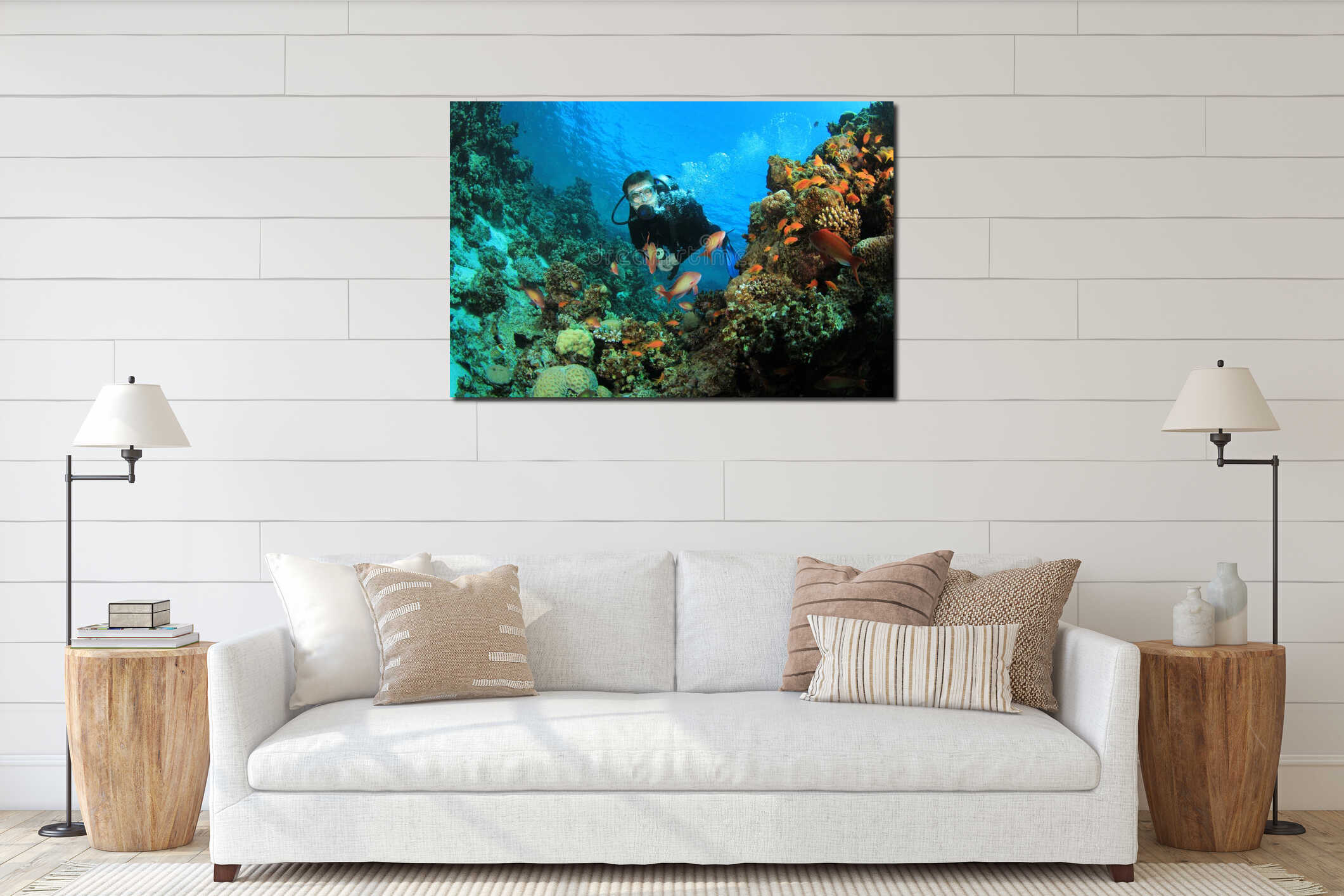 Canvas hanging interior mockup