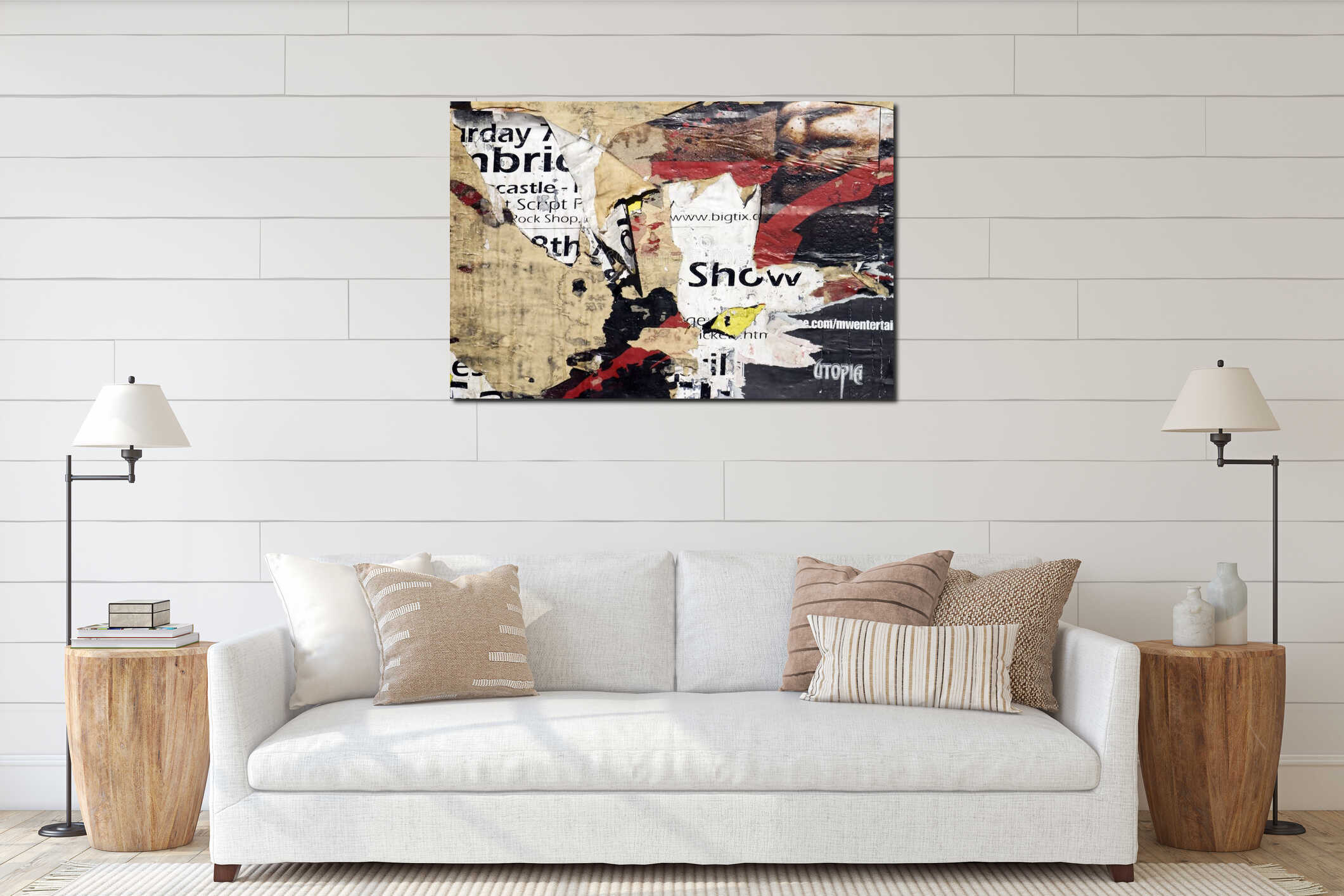 Canvas hanging interior mockup