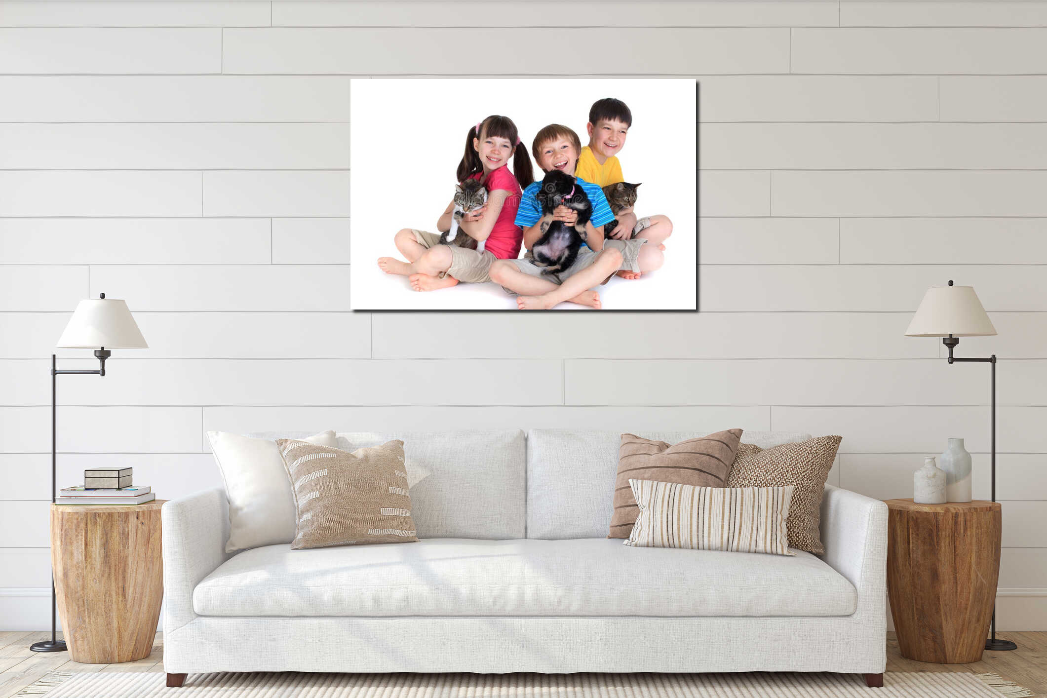 Canvas hanging interior mockup