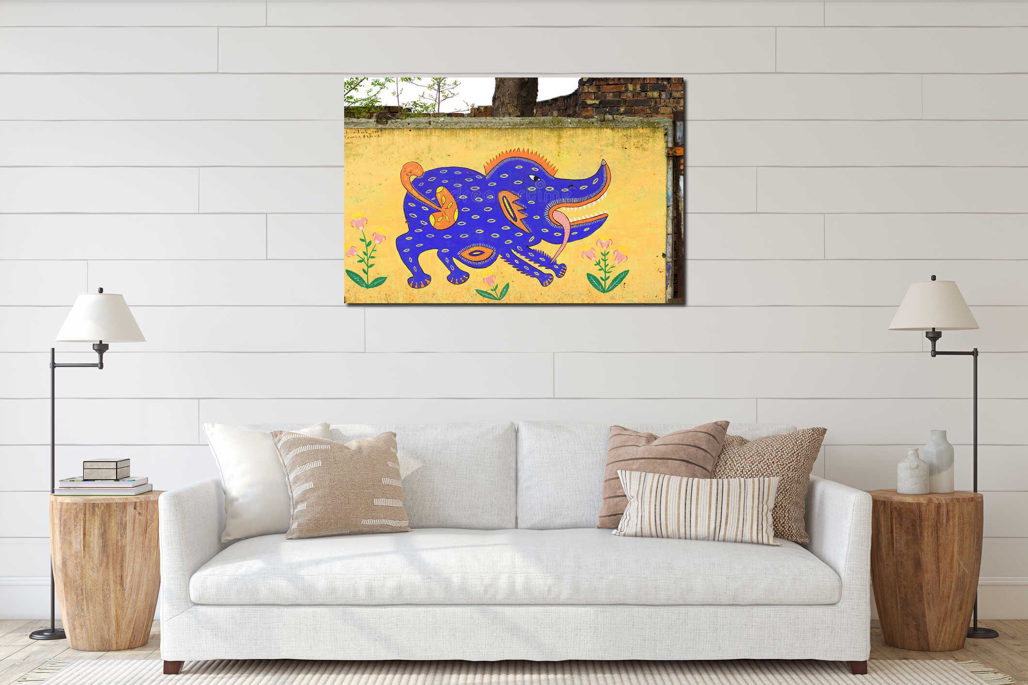 Canvas hanging interior mockup