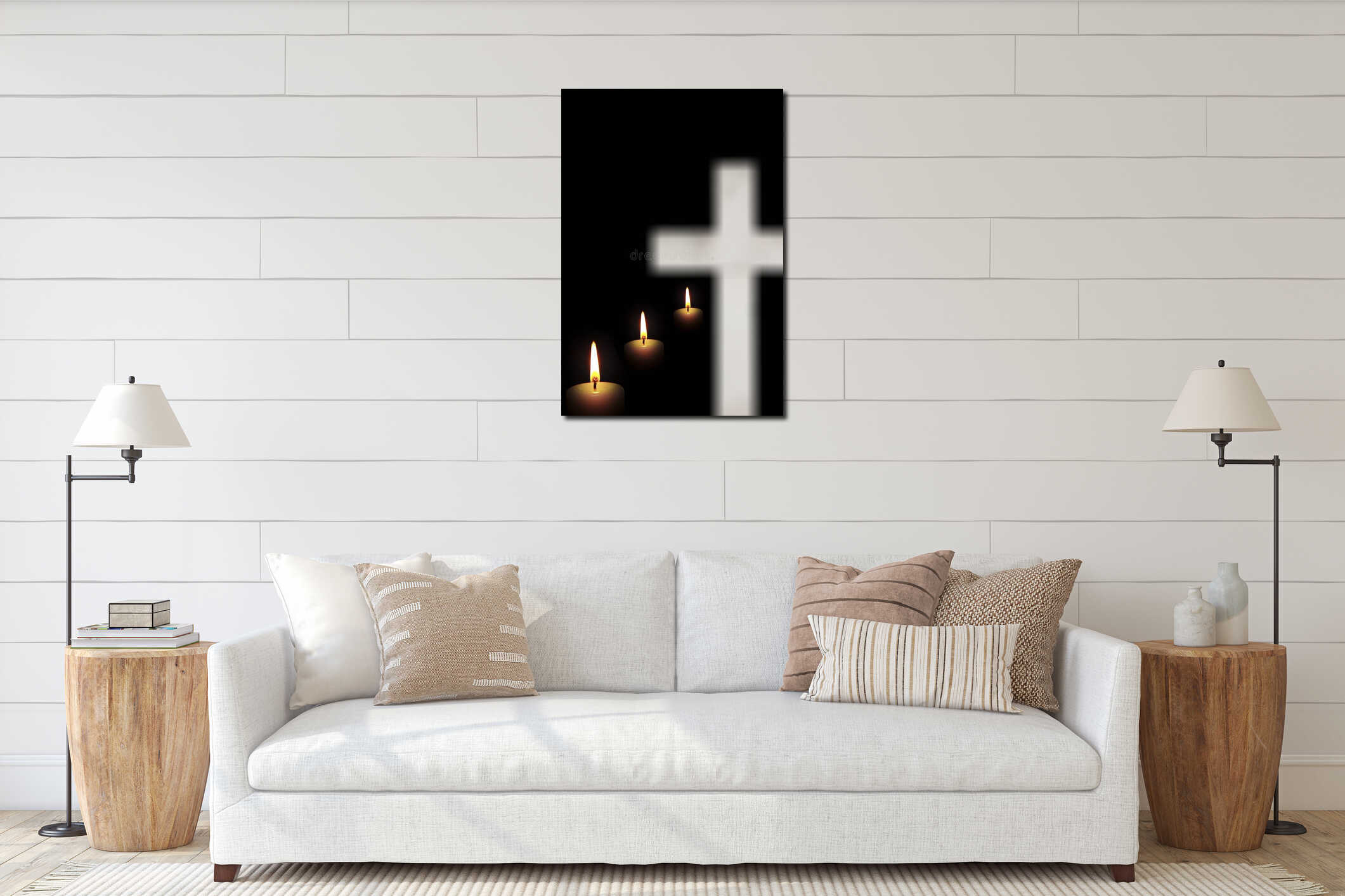 Canvas hanging interior mockup