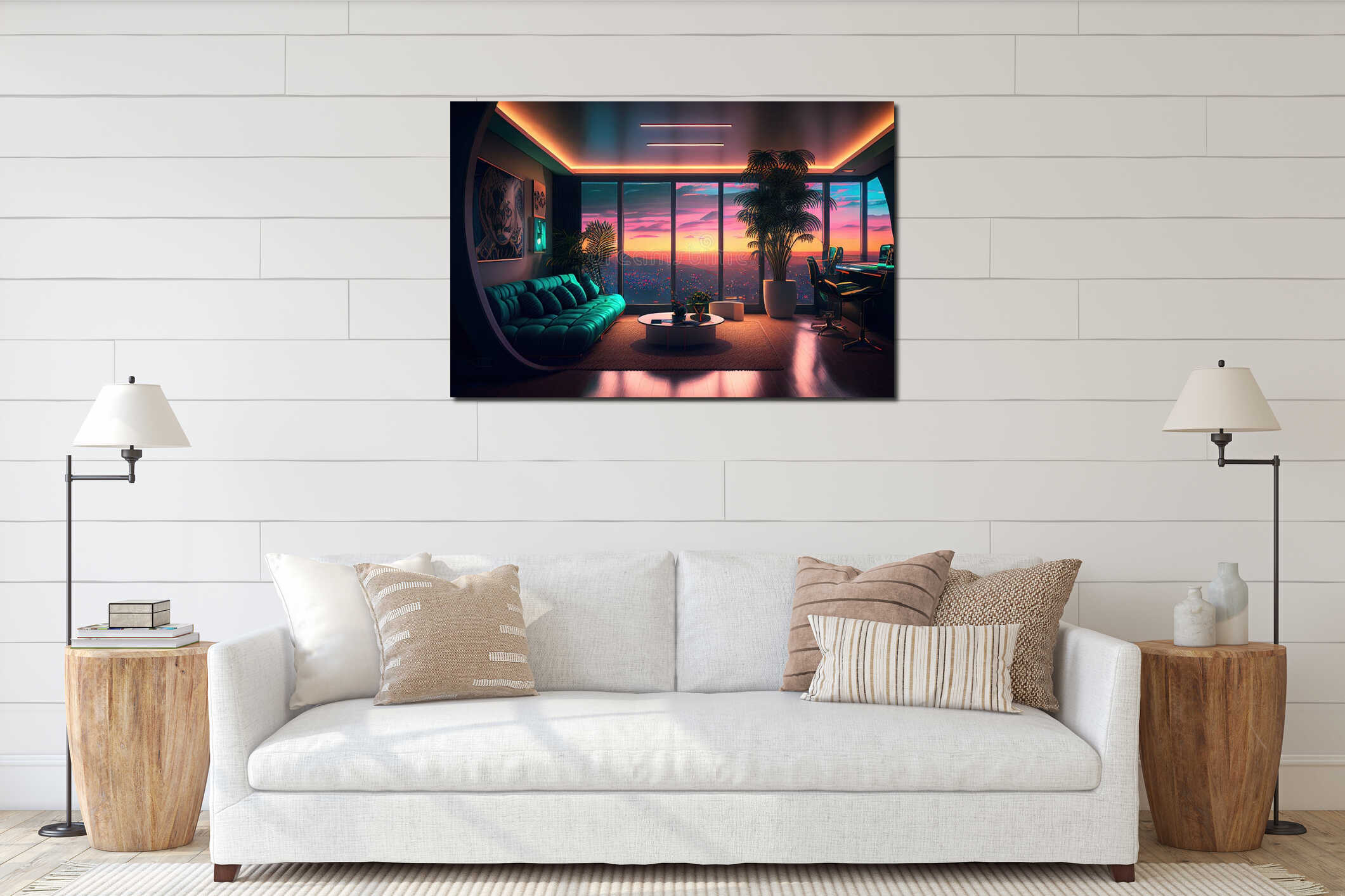 Canvas hanging interior mockup