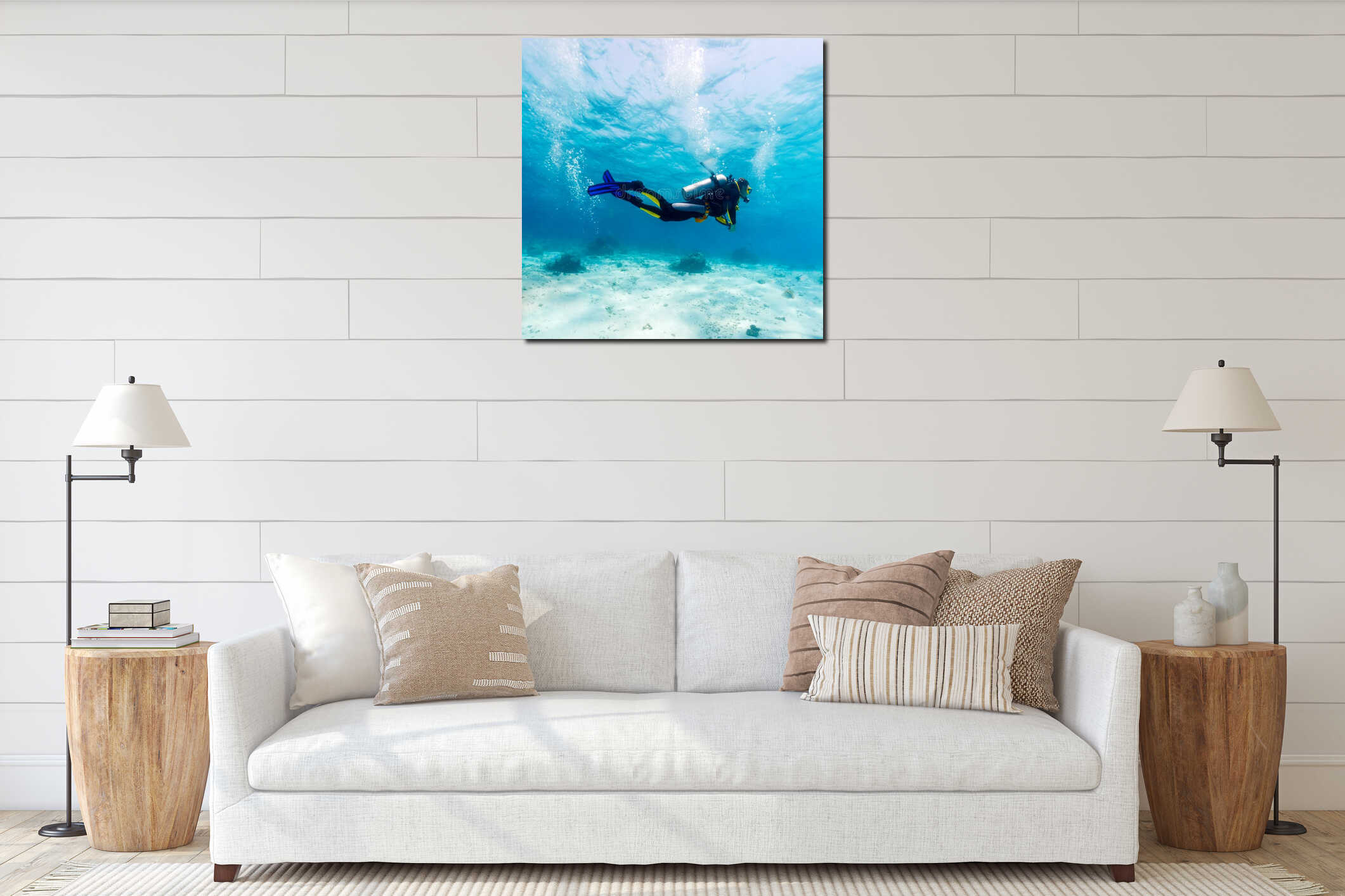 Canvas hanging interior mockup