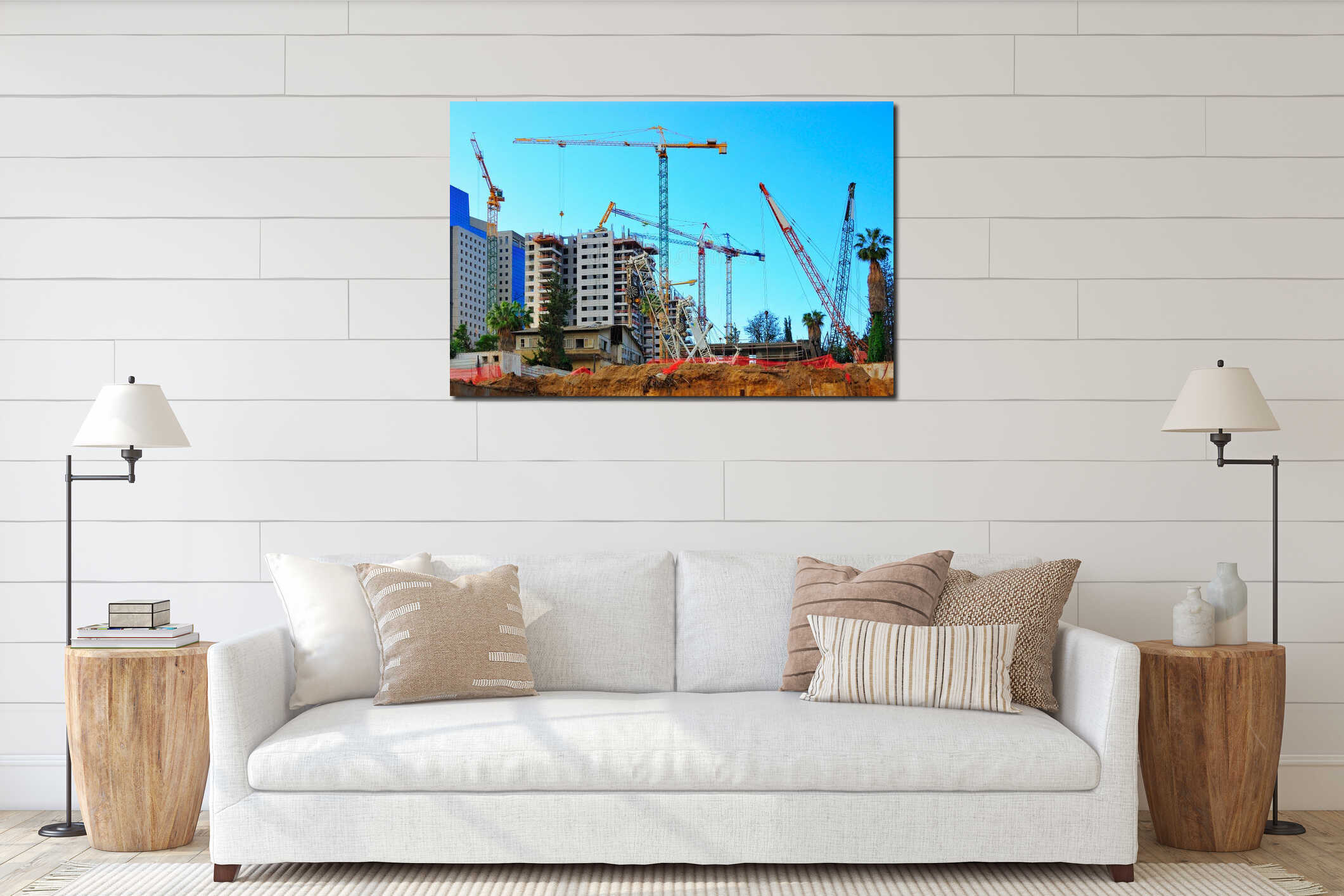 Canvas hanging interior mockup