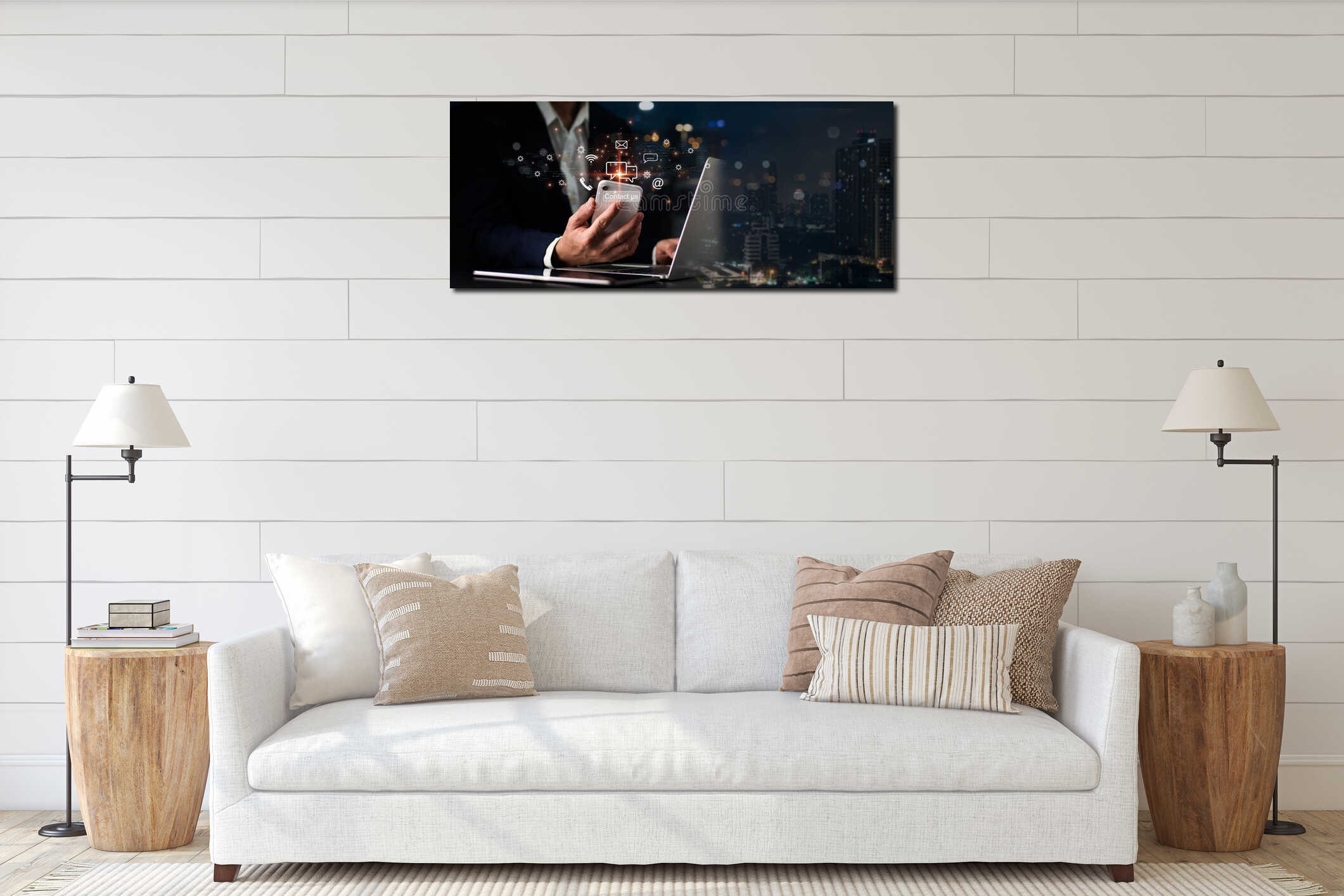Canvas hanging interior mockup