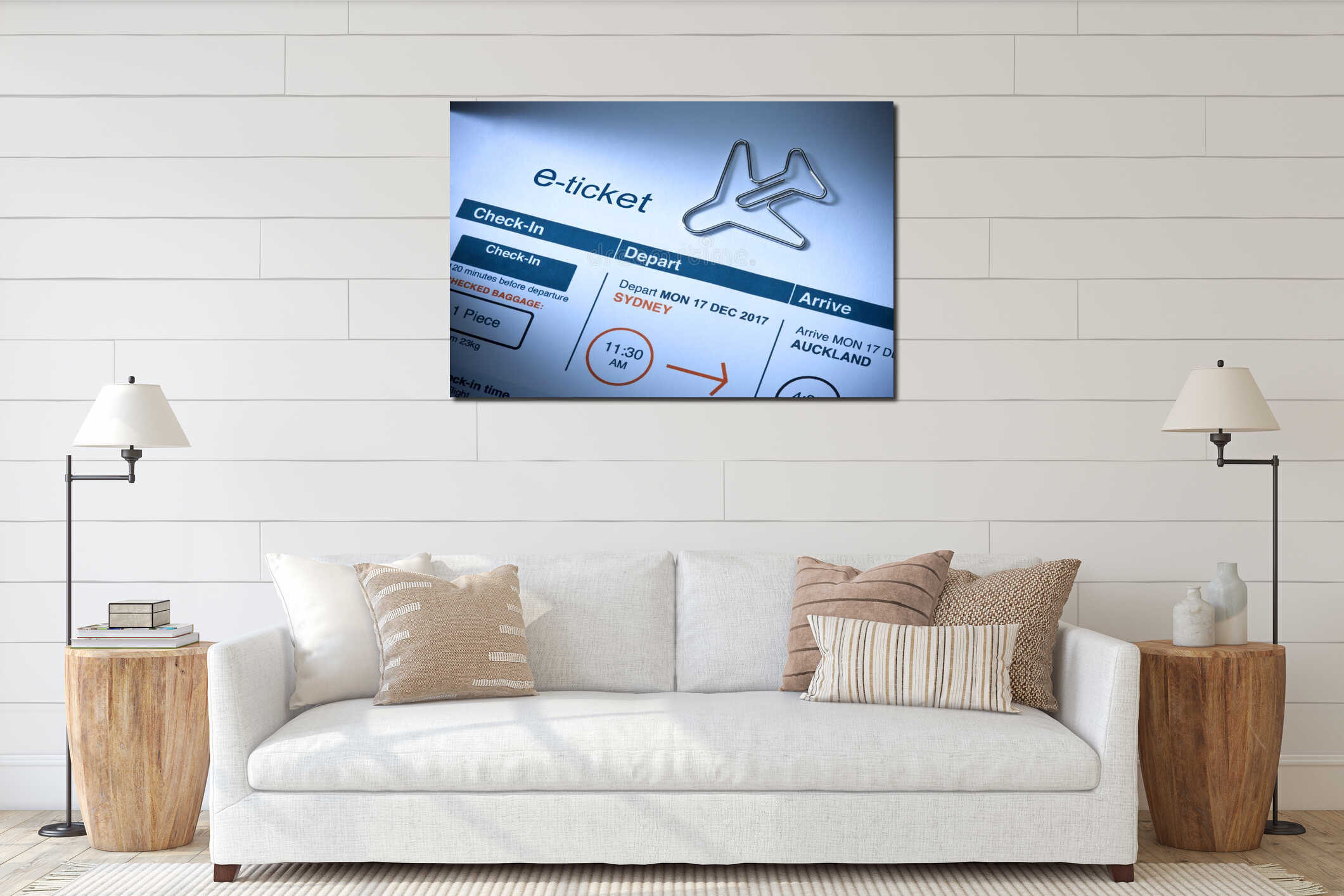 Canvas hanging interior mockup