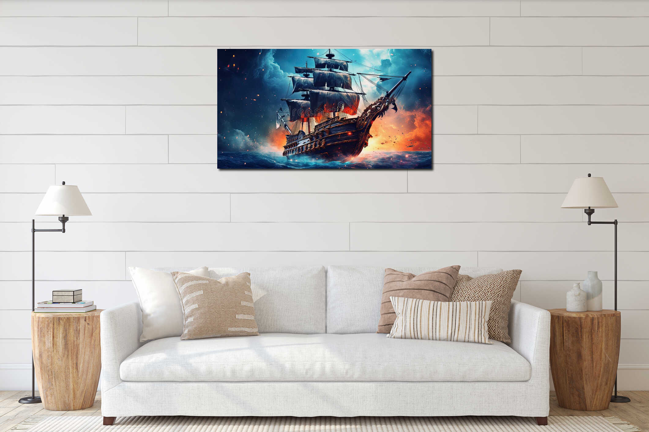Canvas hanging interior mockup