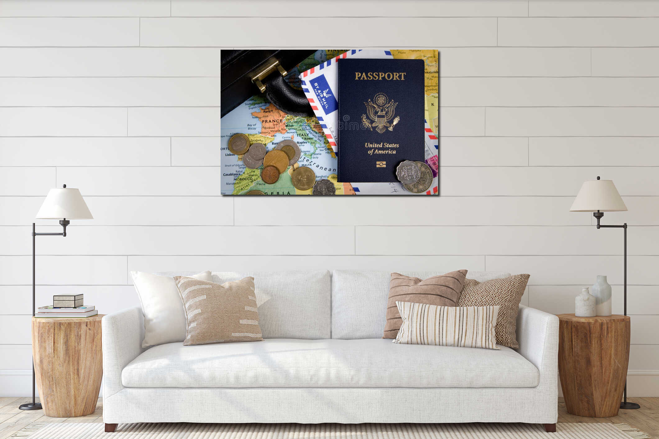 Canvas hanging interior mockup