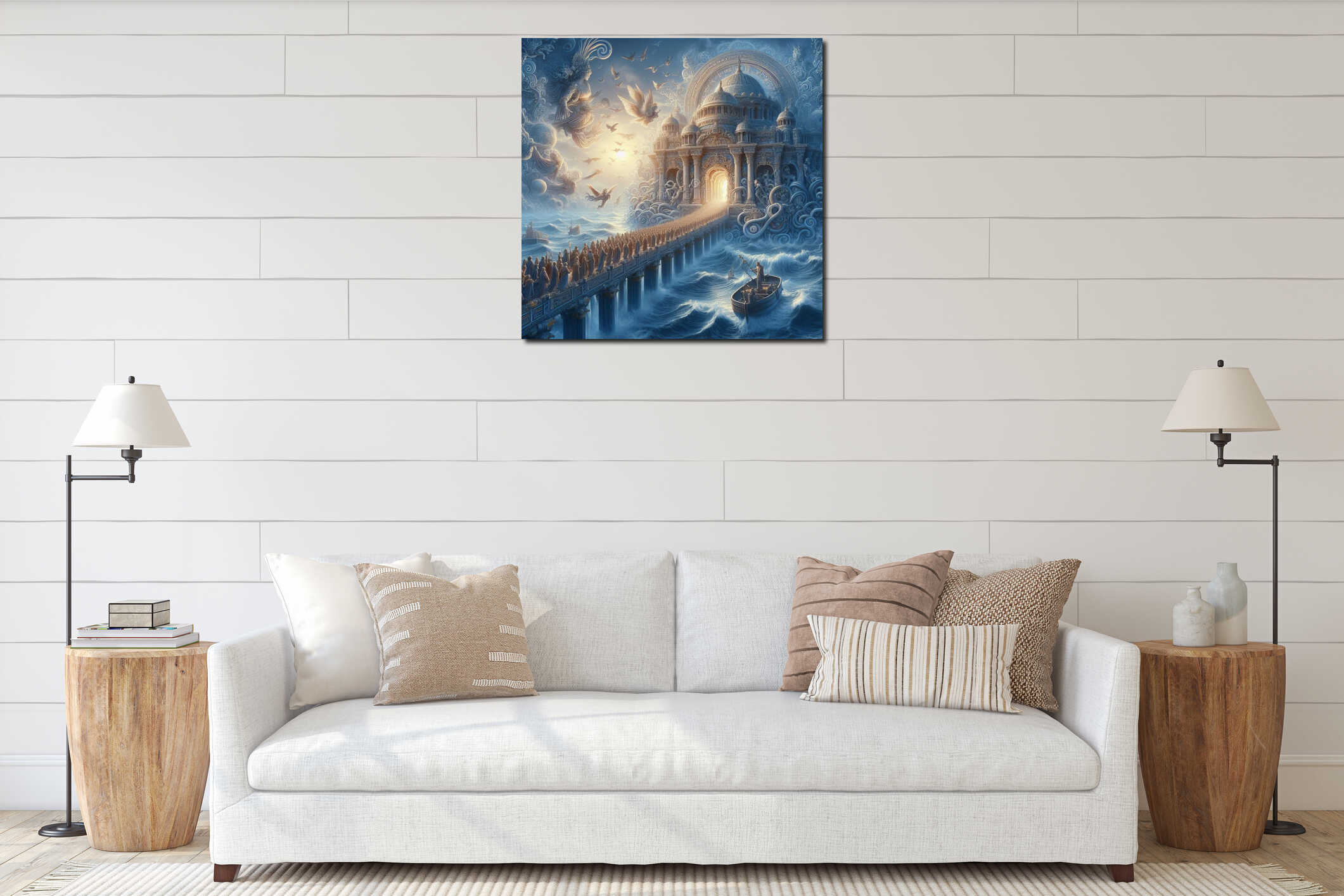 Canvas hanging interior mockup