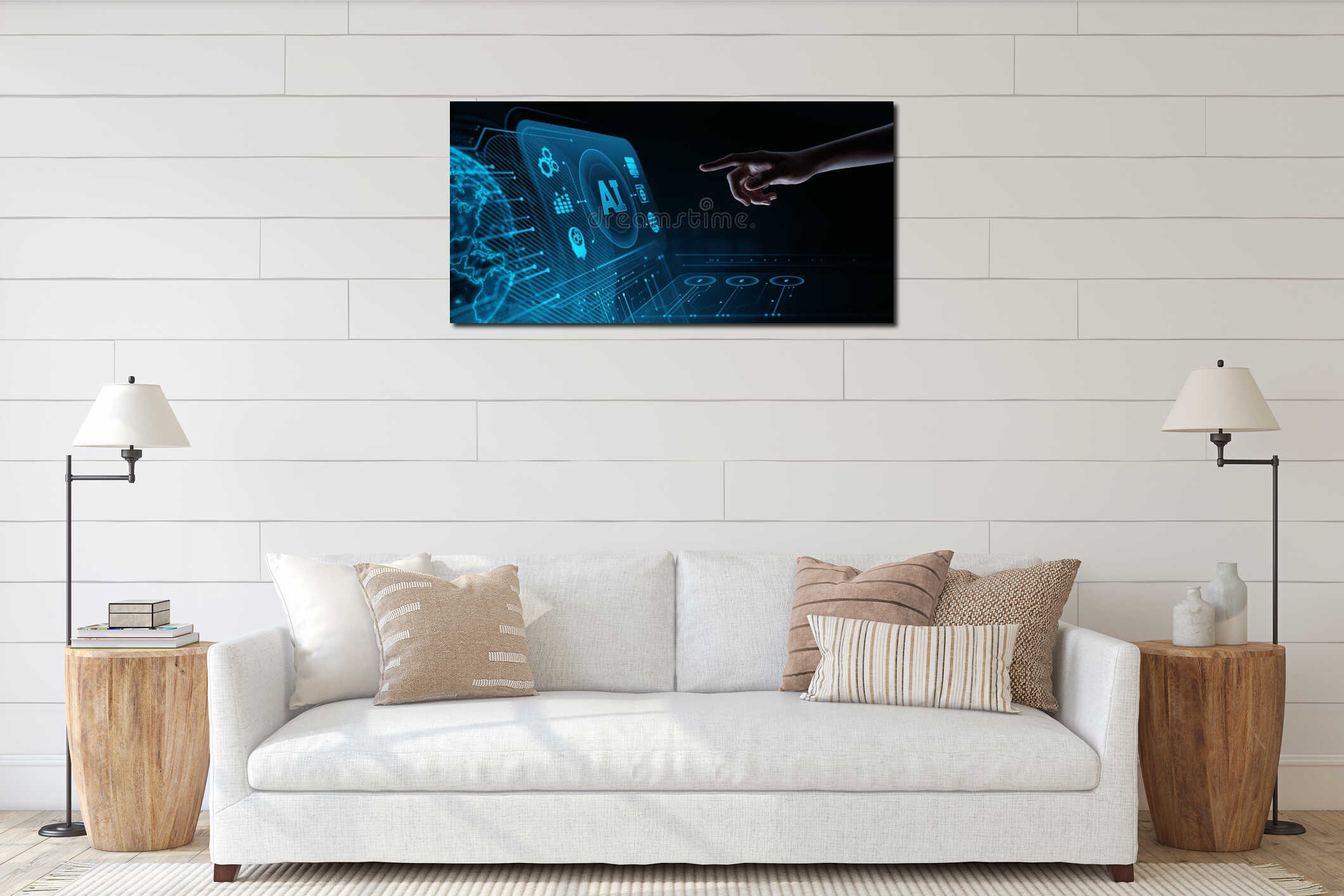 Canvas hanging interior mockup